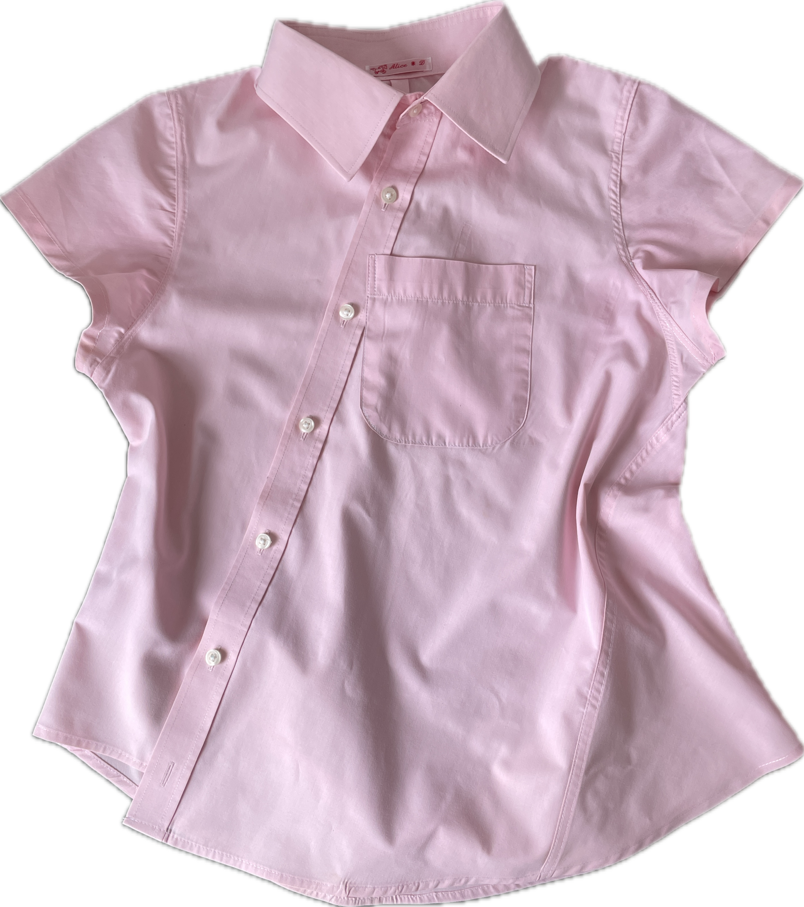 reworked tie back asymmetrical baby pink blouse
