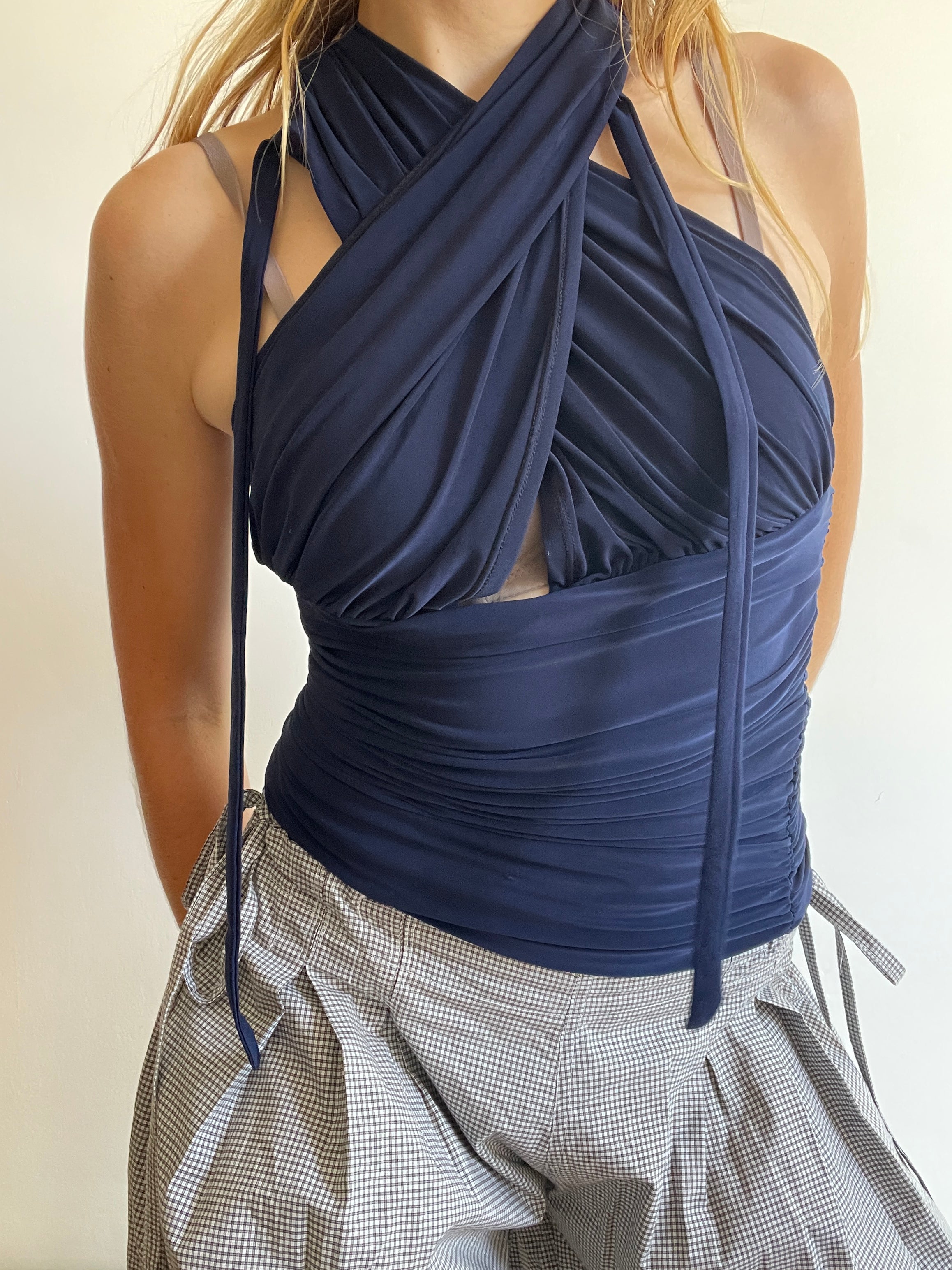 handmade slinky ruched batwing slouch multiwear top