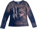 handmade stencil print girls face long sleeve