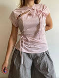 handmade pink ballet style tie up t shirt
