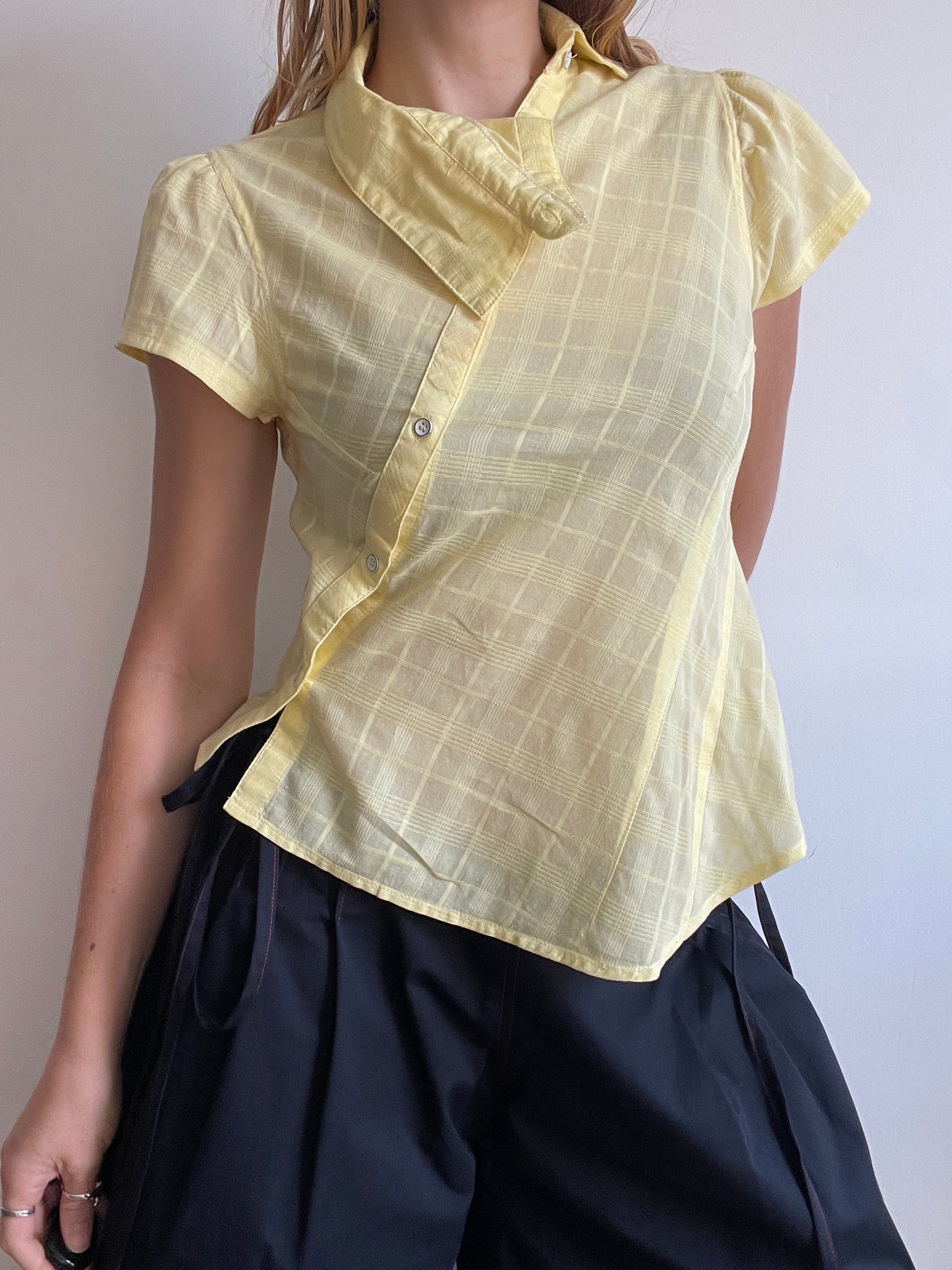 reworked yellow check blouse