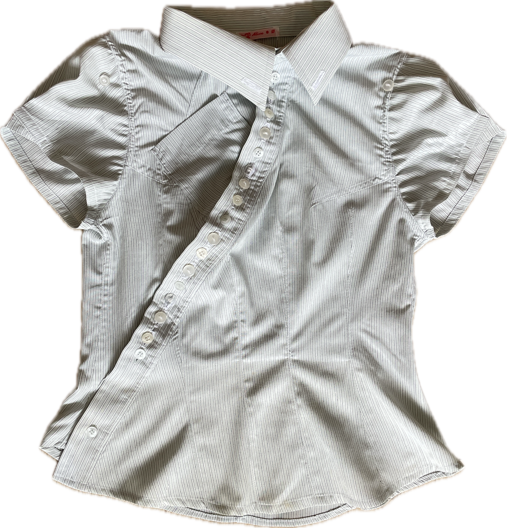 reworked asymmetrical wiggle button blouse
