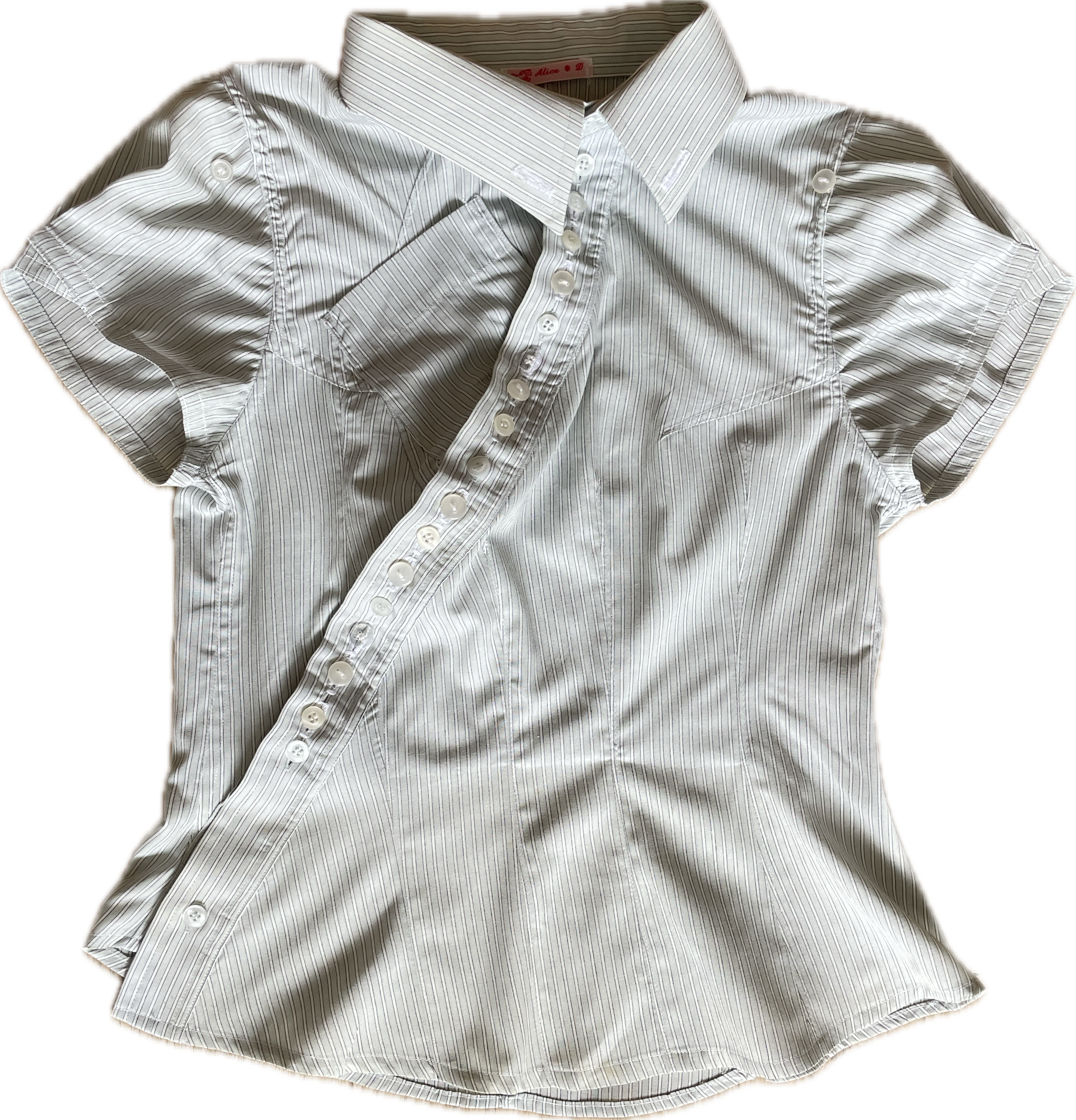 reworked asymmetrical wiggle button blouse