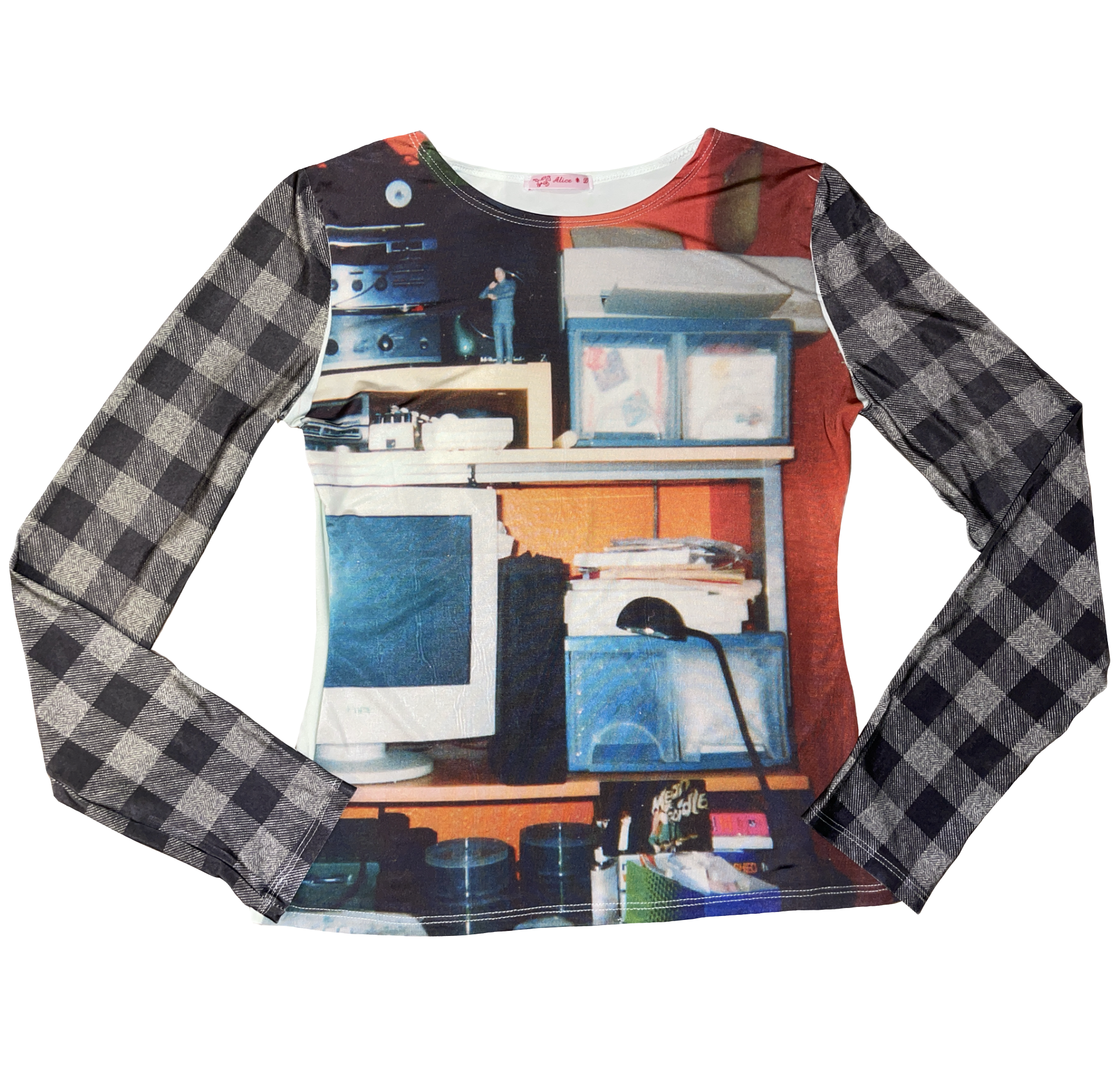 handmade slinky lycra digital print tartan longsleeve