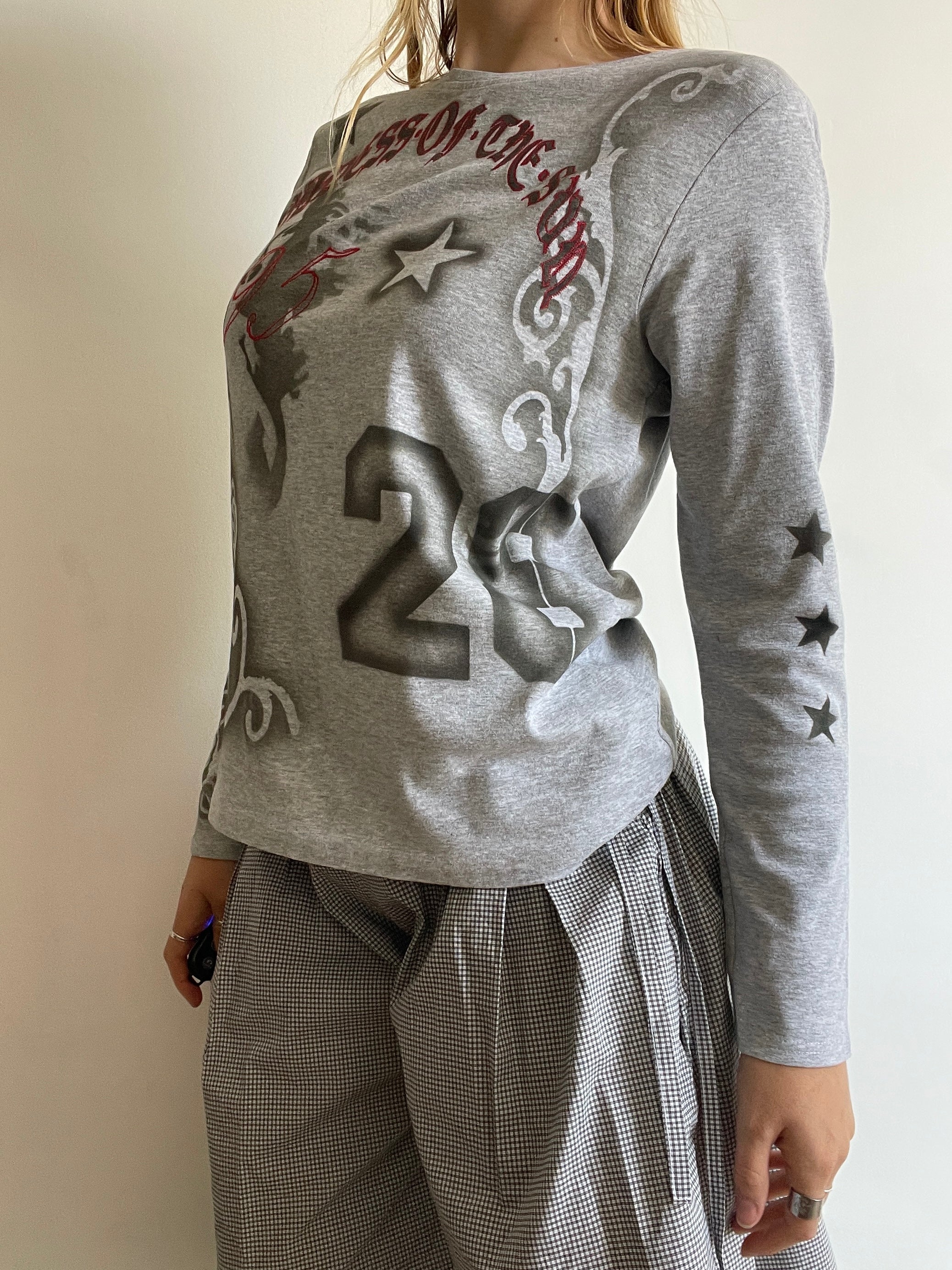 handmade all over graphic print stencil airbrush long sleeve