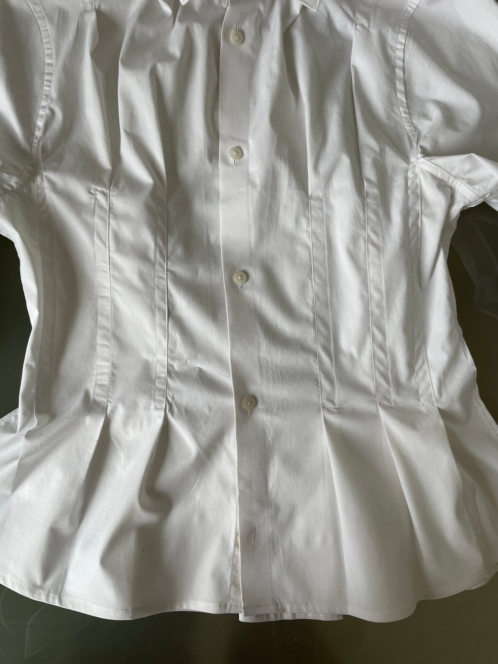 reworked white office pleated long sleeve shirt