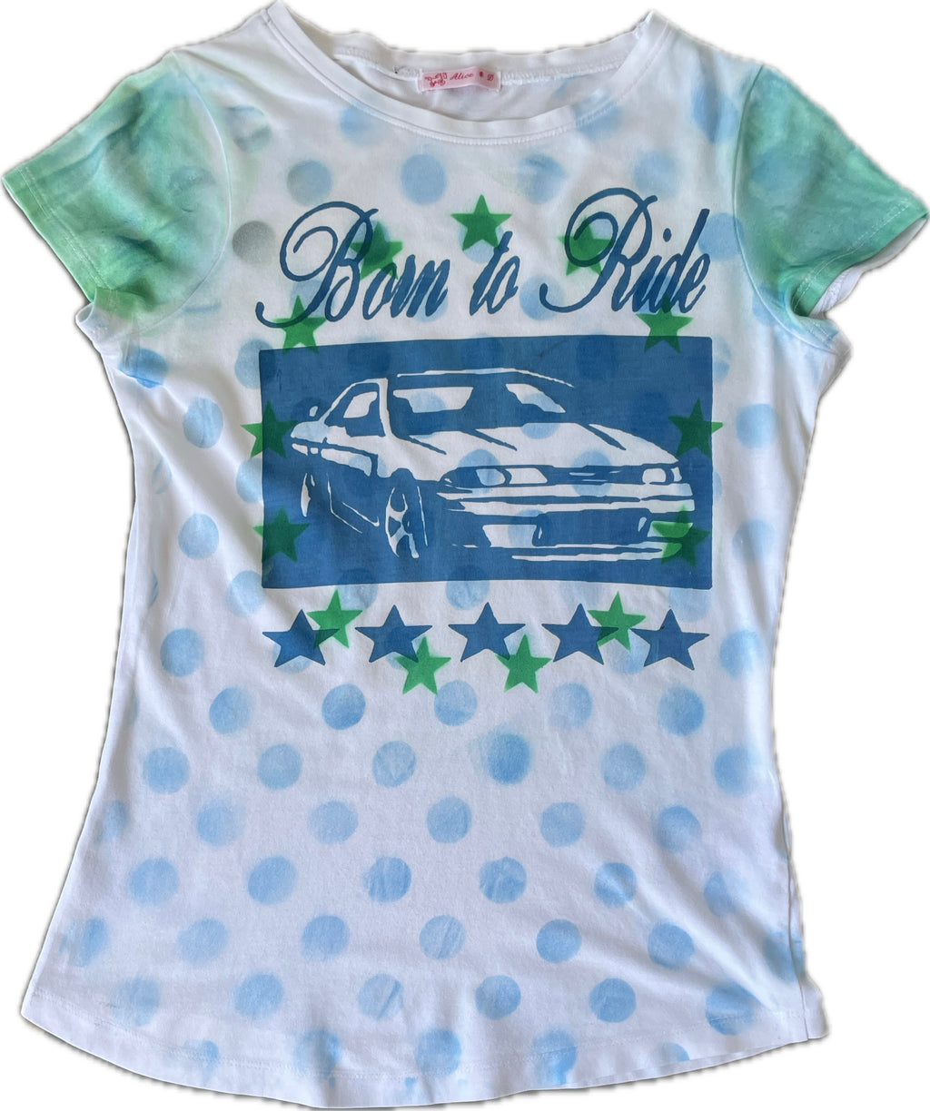 handmade screen print overlay polka graphic baby tee