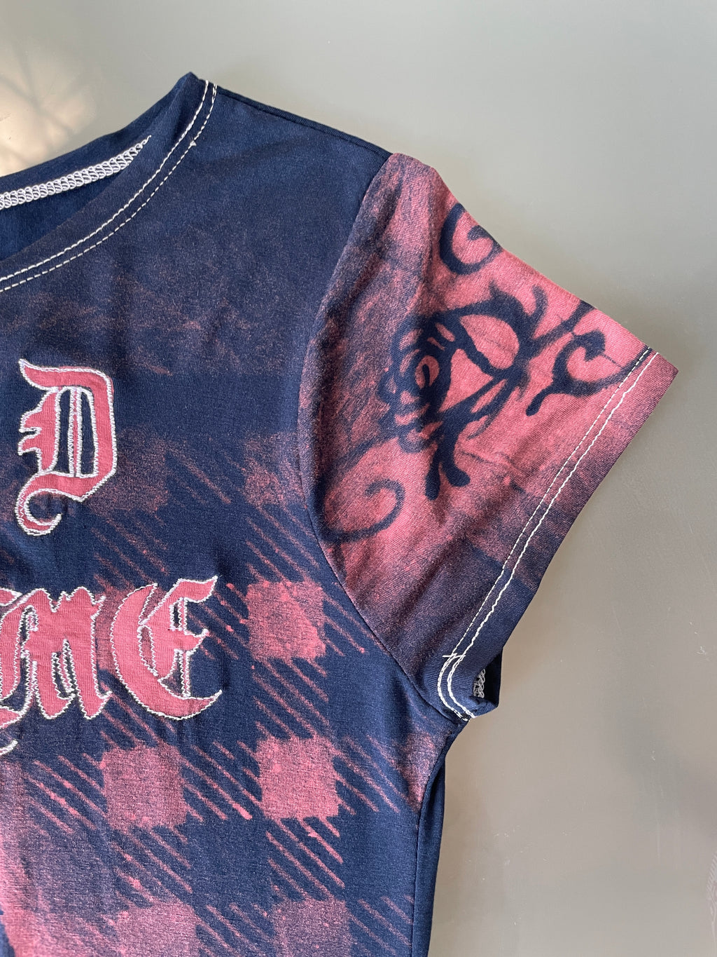 handmade bleach stencil embroidered horse baby tee