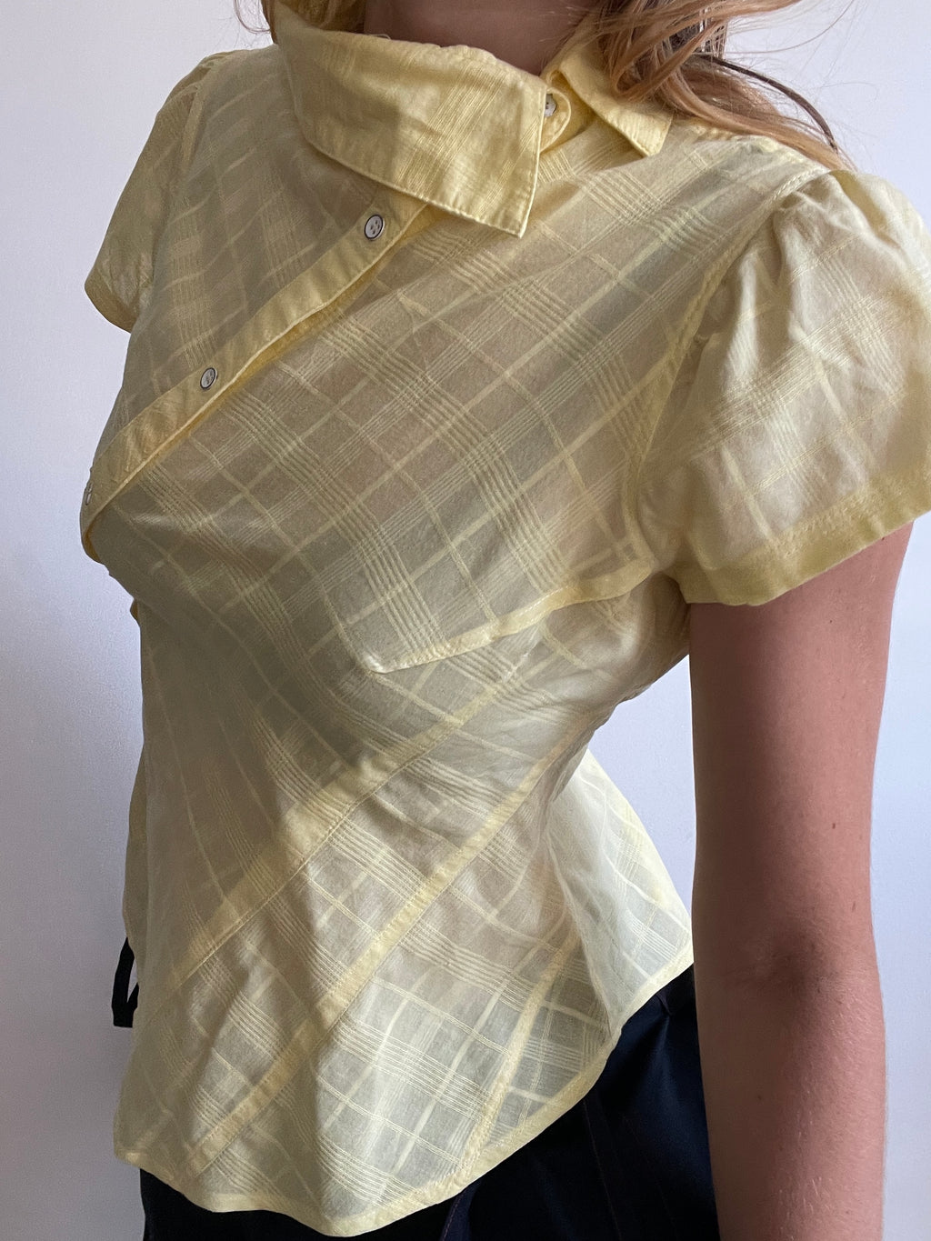 reworked yellow check blouse