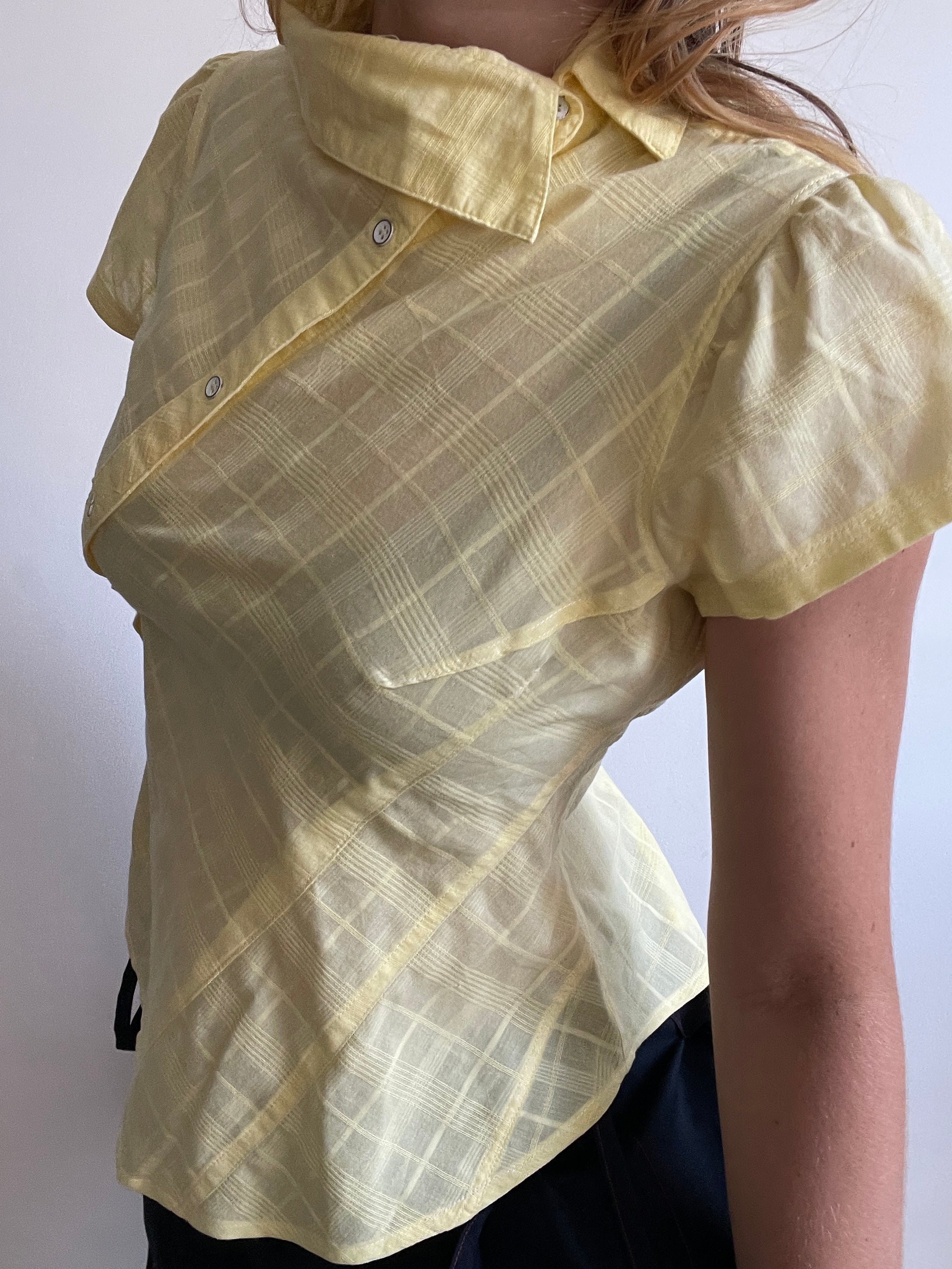 reworked yellow check blouse