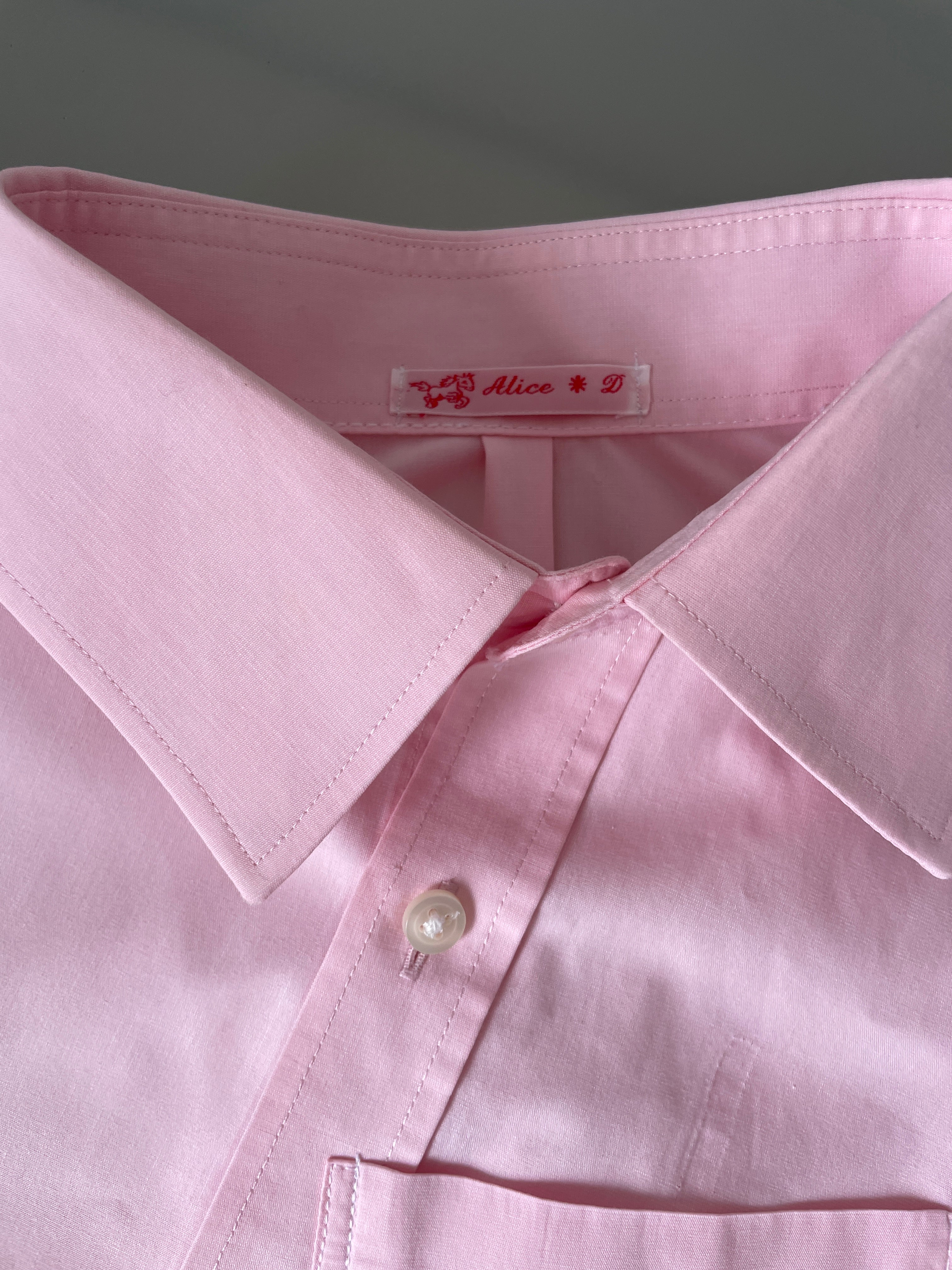 reworked tie back asymmetrical baby pink blouse