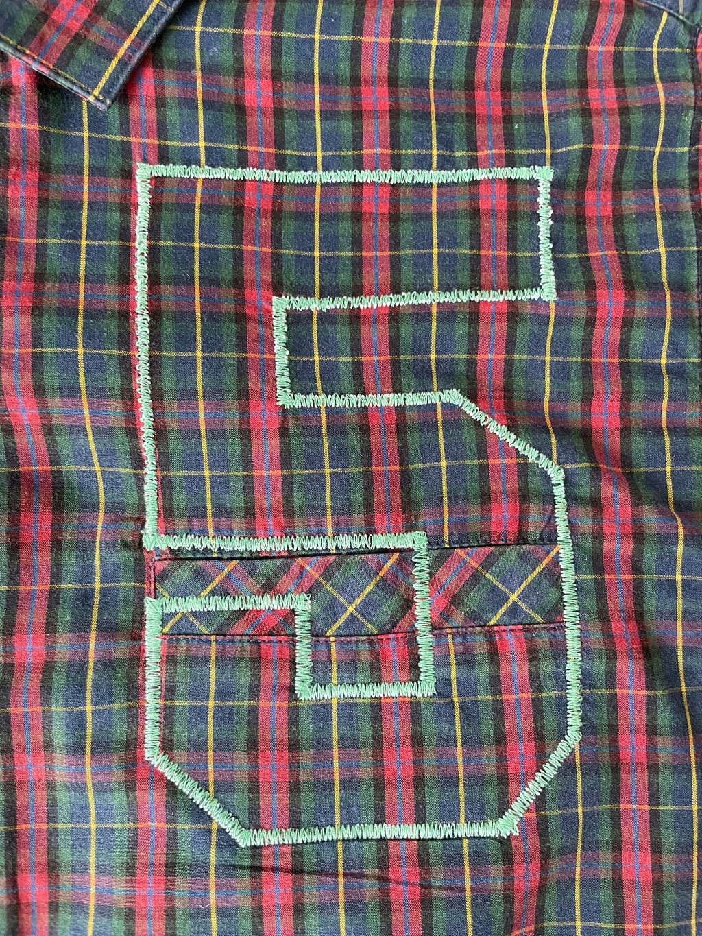 reworked sports number embroidered tartan shirt