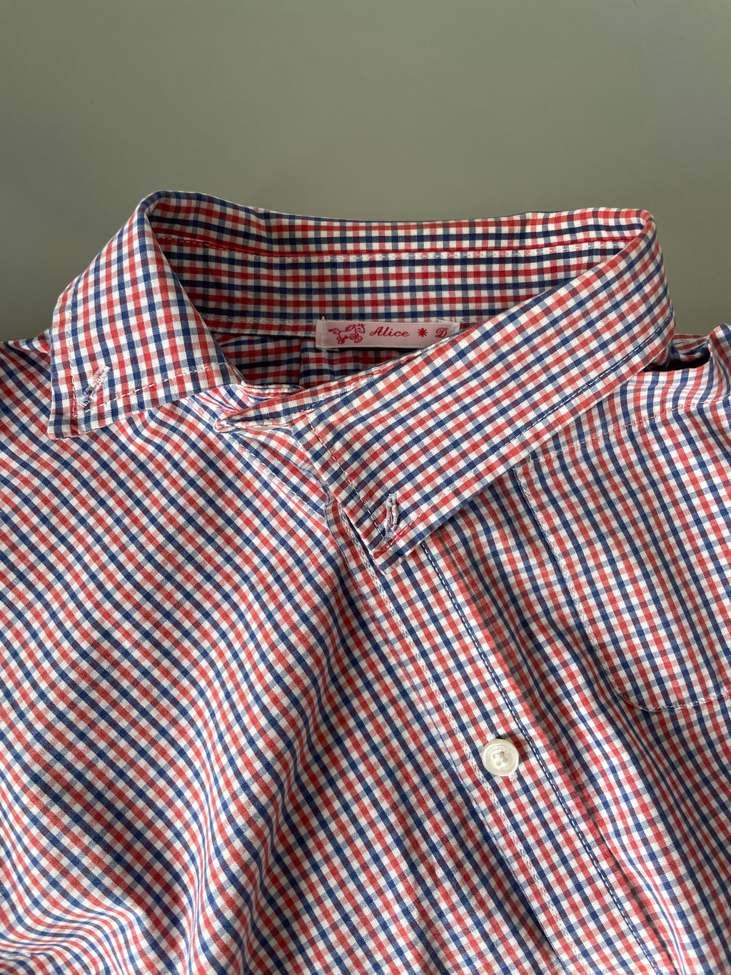 reworked patchwork gingham check blouse