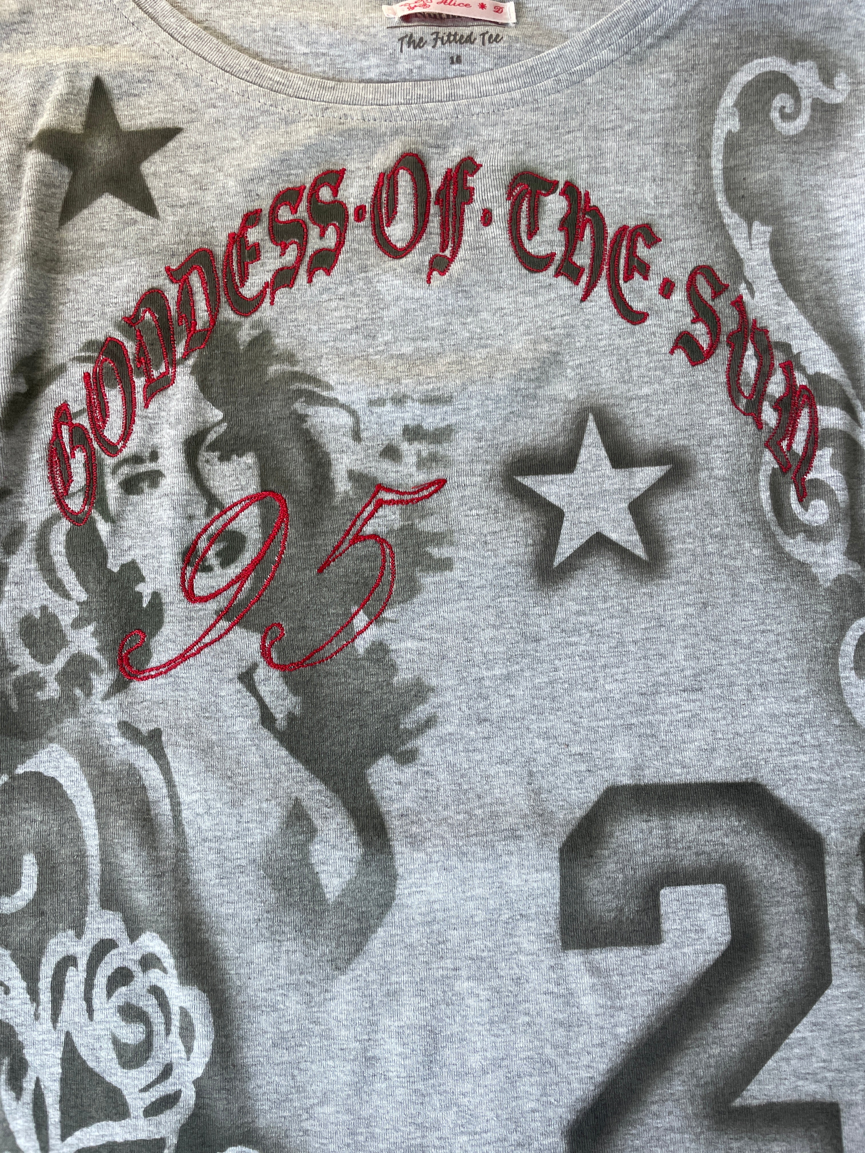 handmade all over graphic print stencil airbrush long sleeve