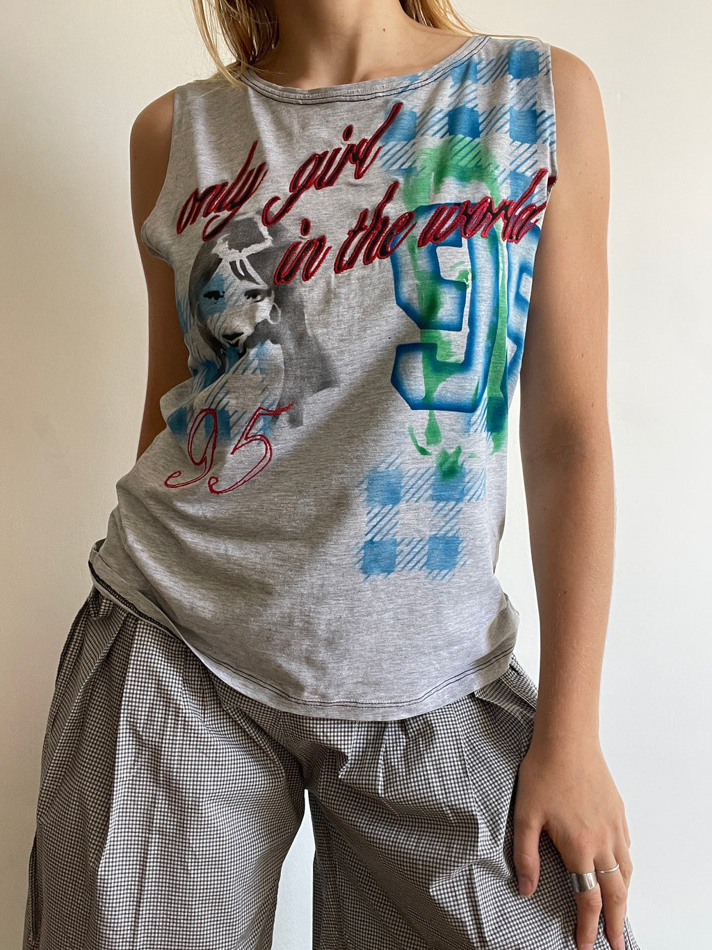 handmade airbrushed stencil only girl in the world tank top