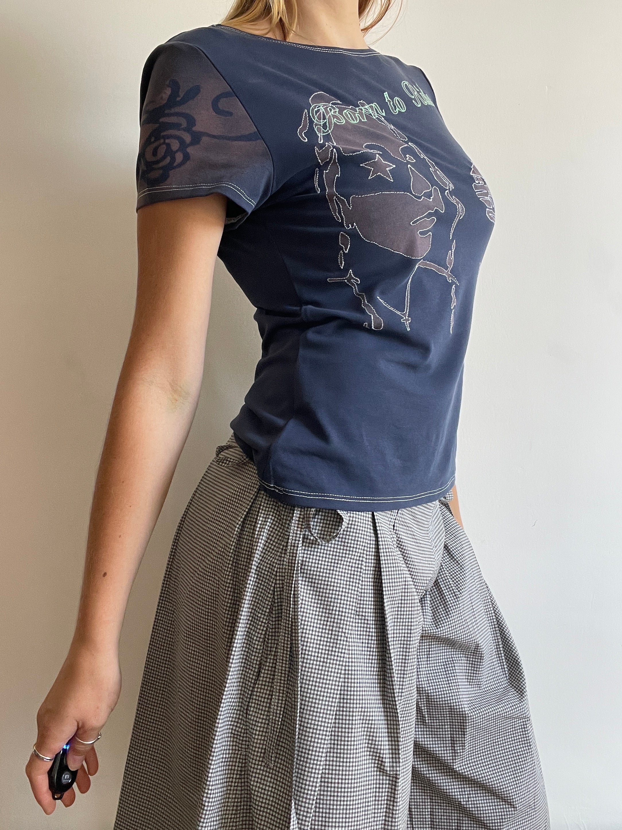 handmade bleach stencil print horse girl baby tee