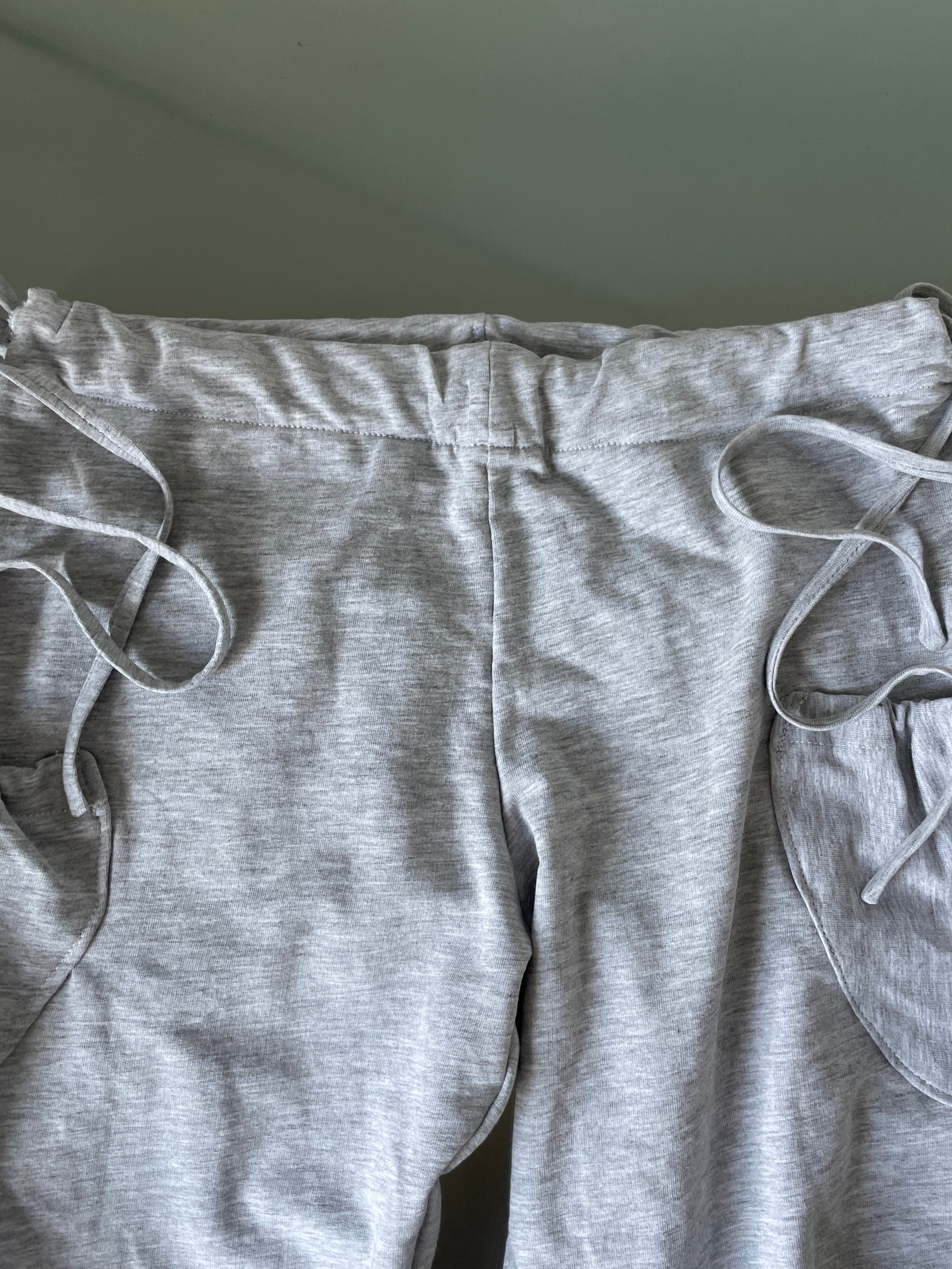 handmade grey jersey pocket cargo style slinky capri pants