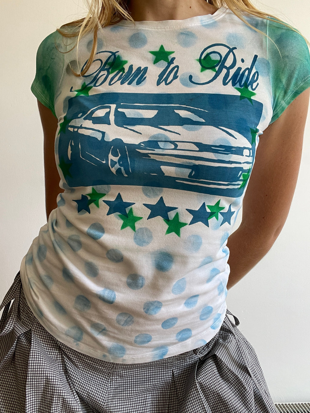 handmade screen print overlay polka graphic baby tee