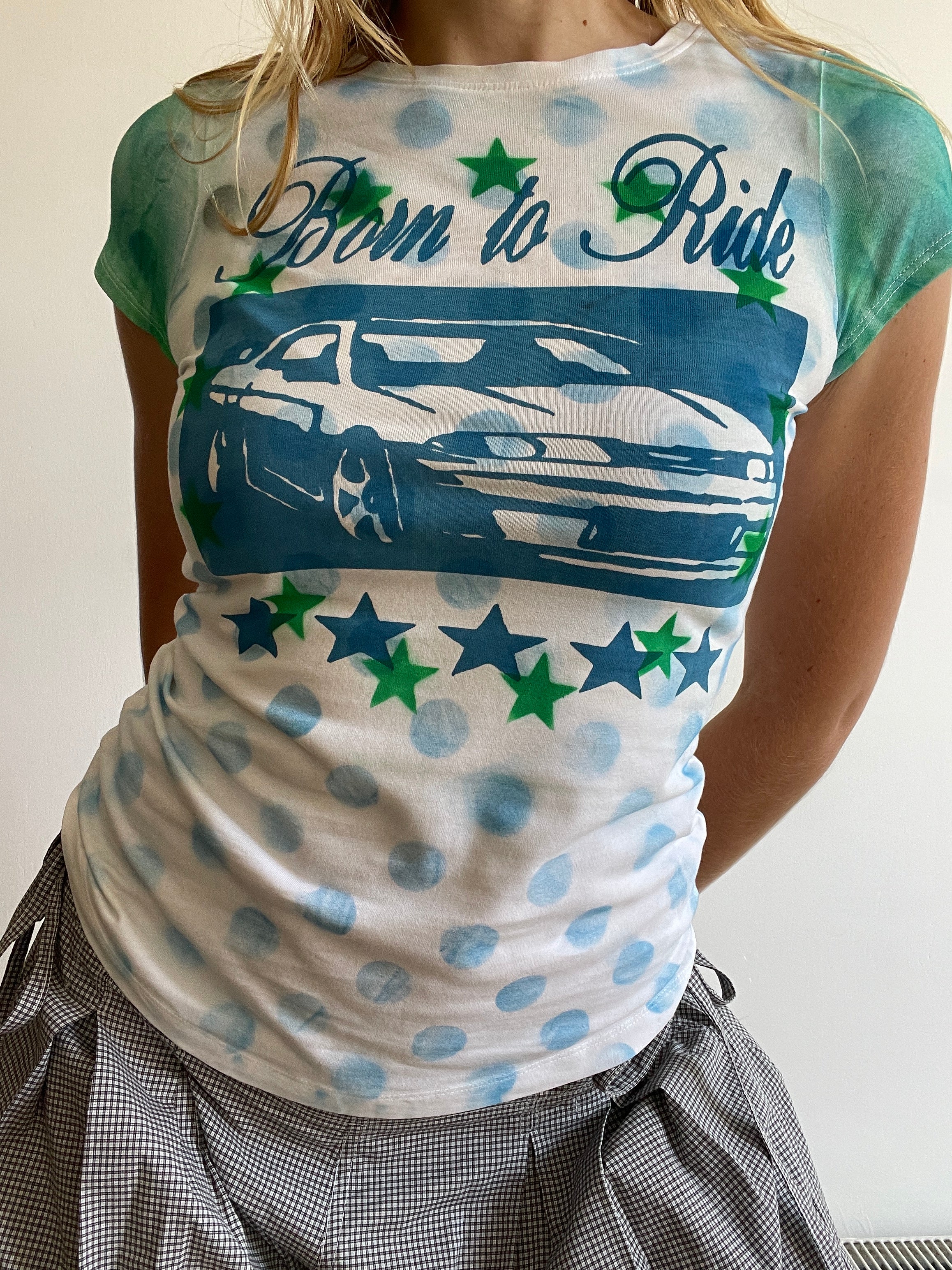 handmade screen print overlay polka graphic baby tee