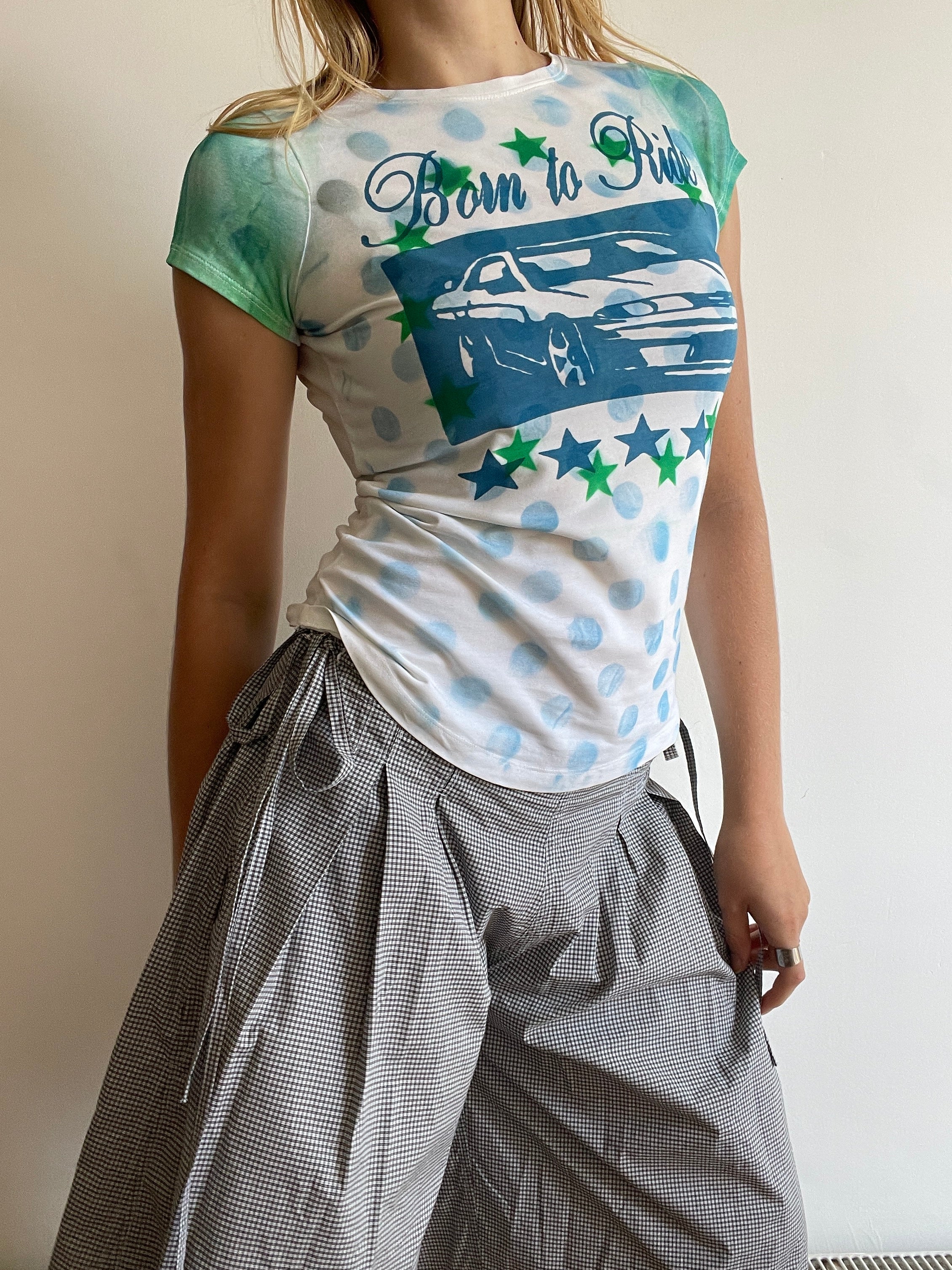 handmade screen print overlay polka graphic baby tee