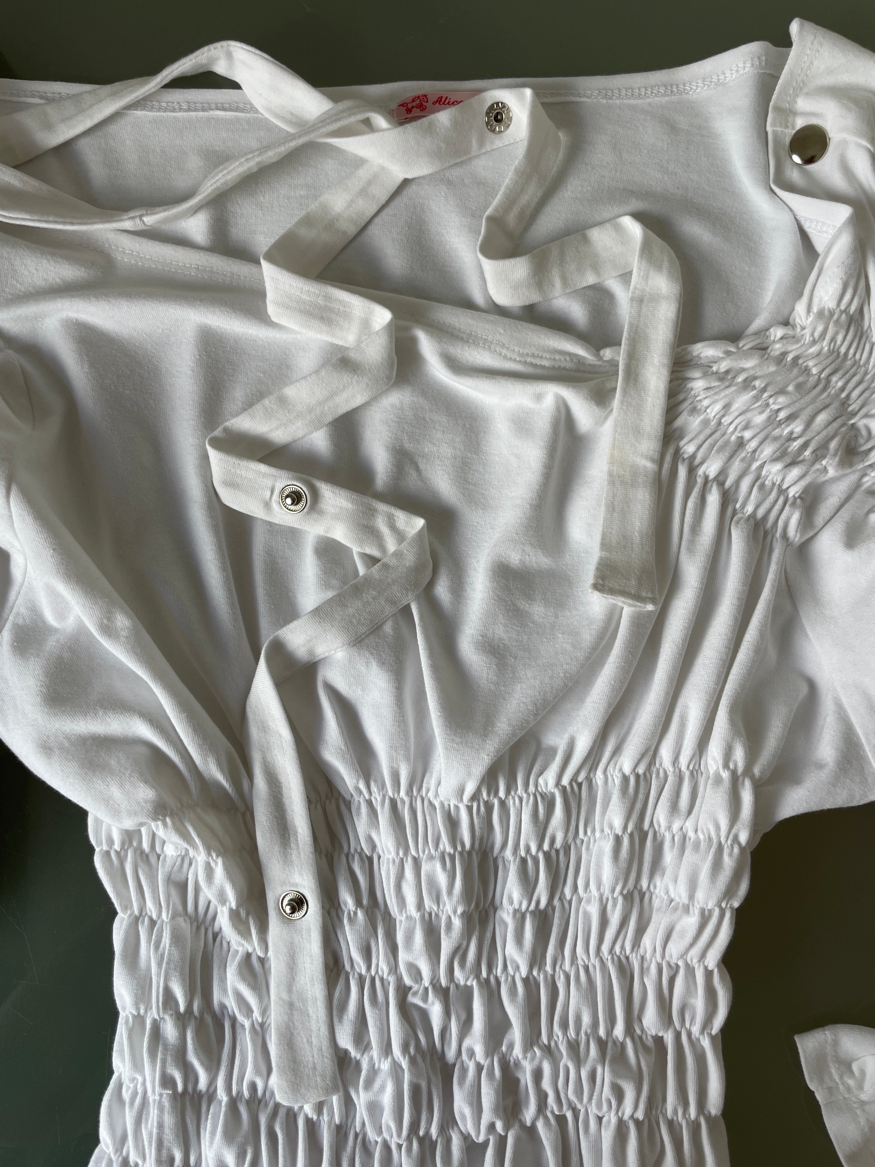 handmade ruched bubble off the shoulder top with neck tie