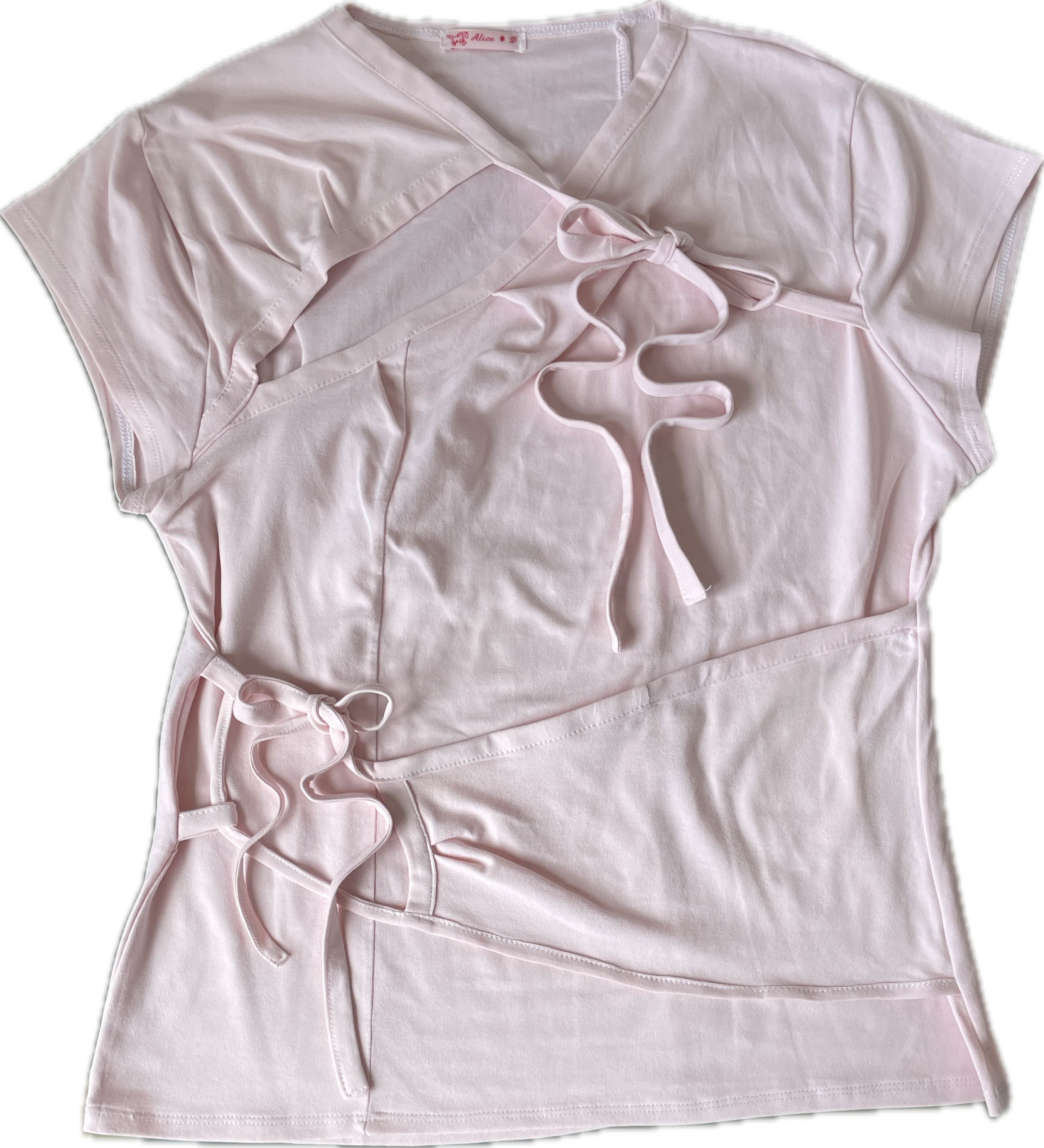 handmade pink ballet style tie up t shirt