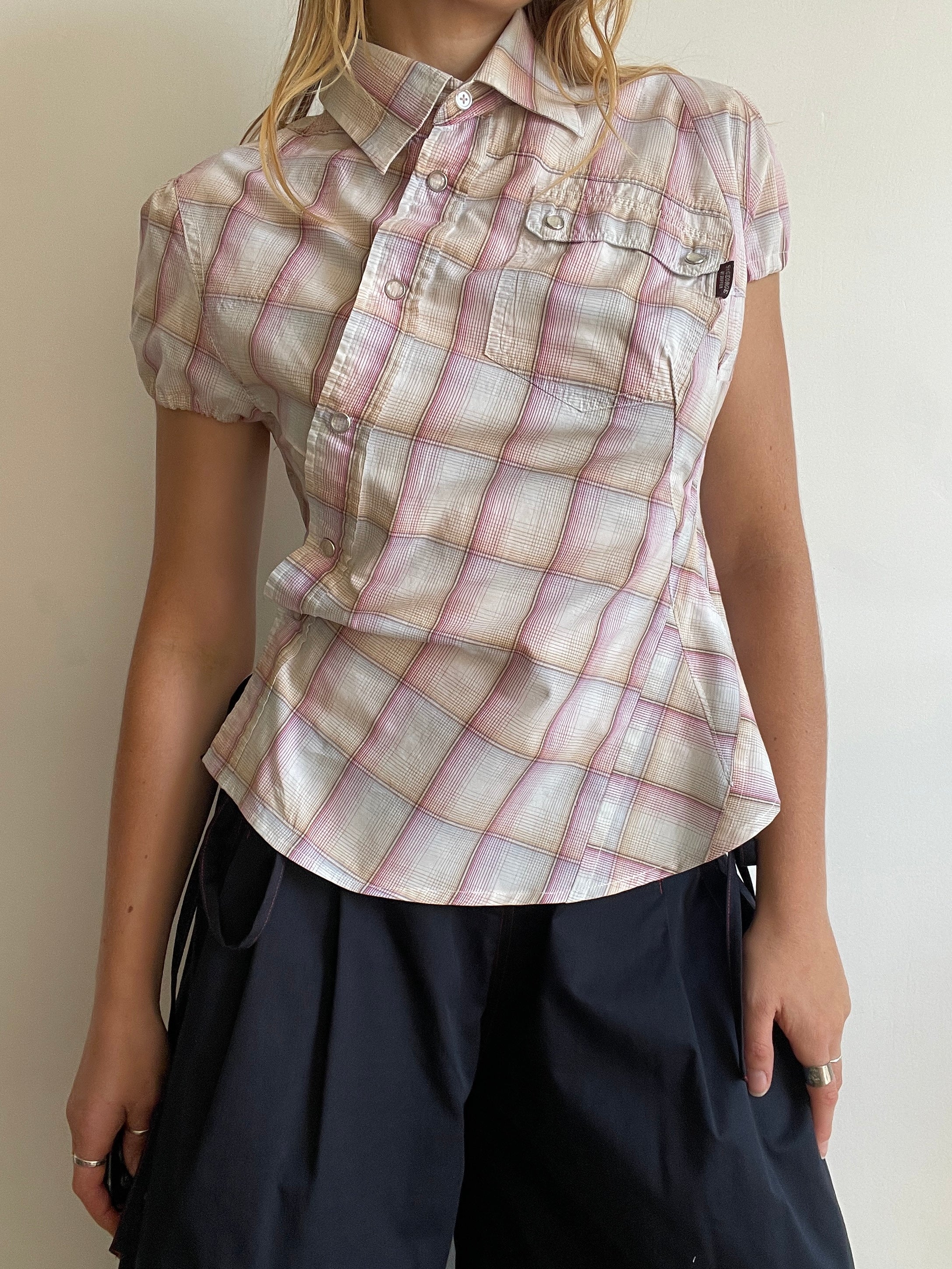 reworked vintage button up shirt with collar