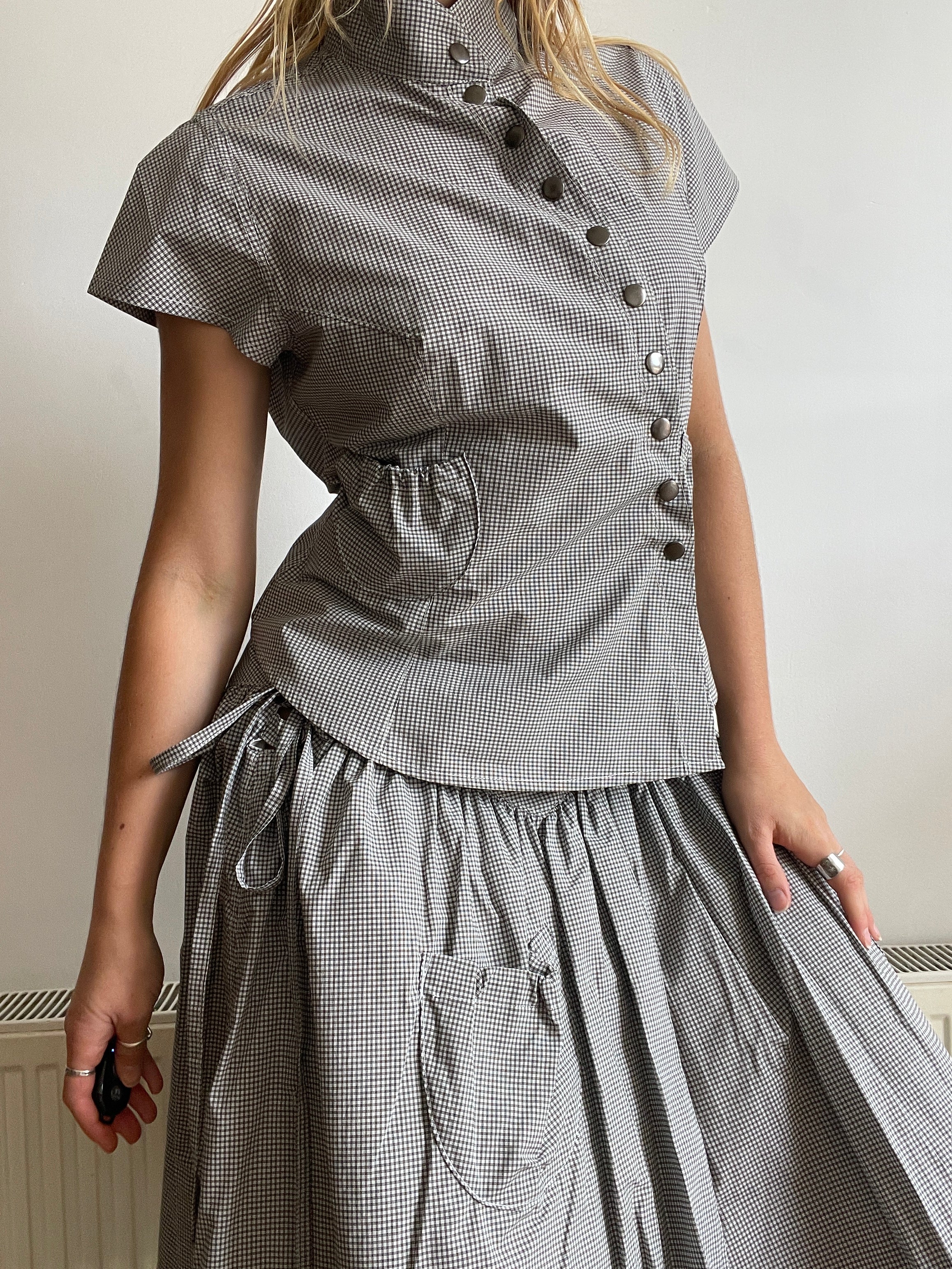 handmade matching set swishy asymmetrical skirt and shirt