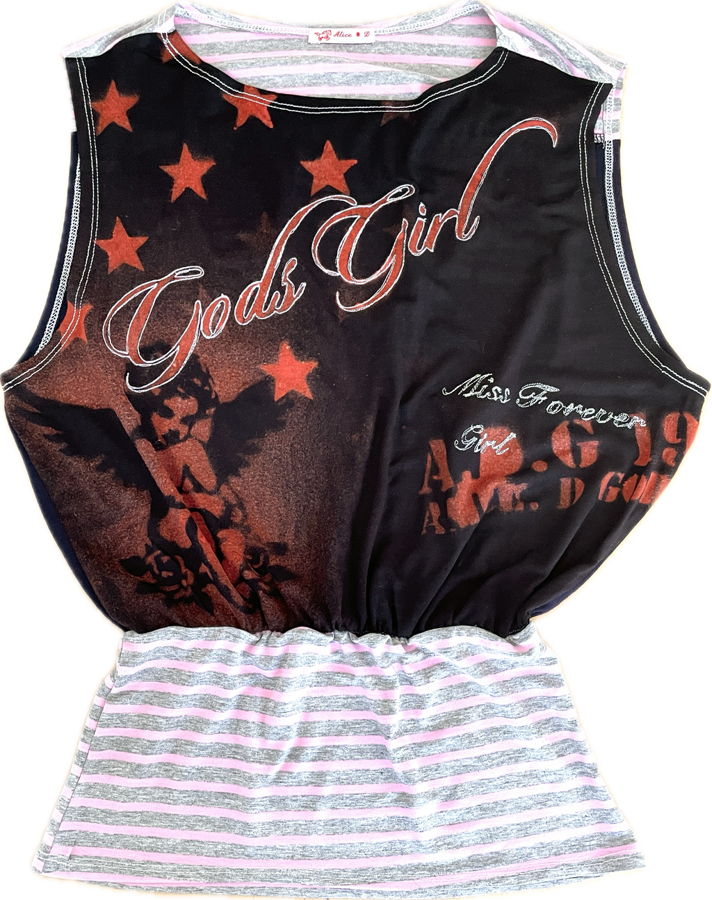 handmade bleach stencil print cinched tank