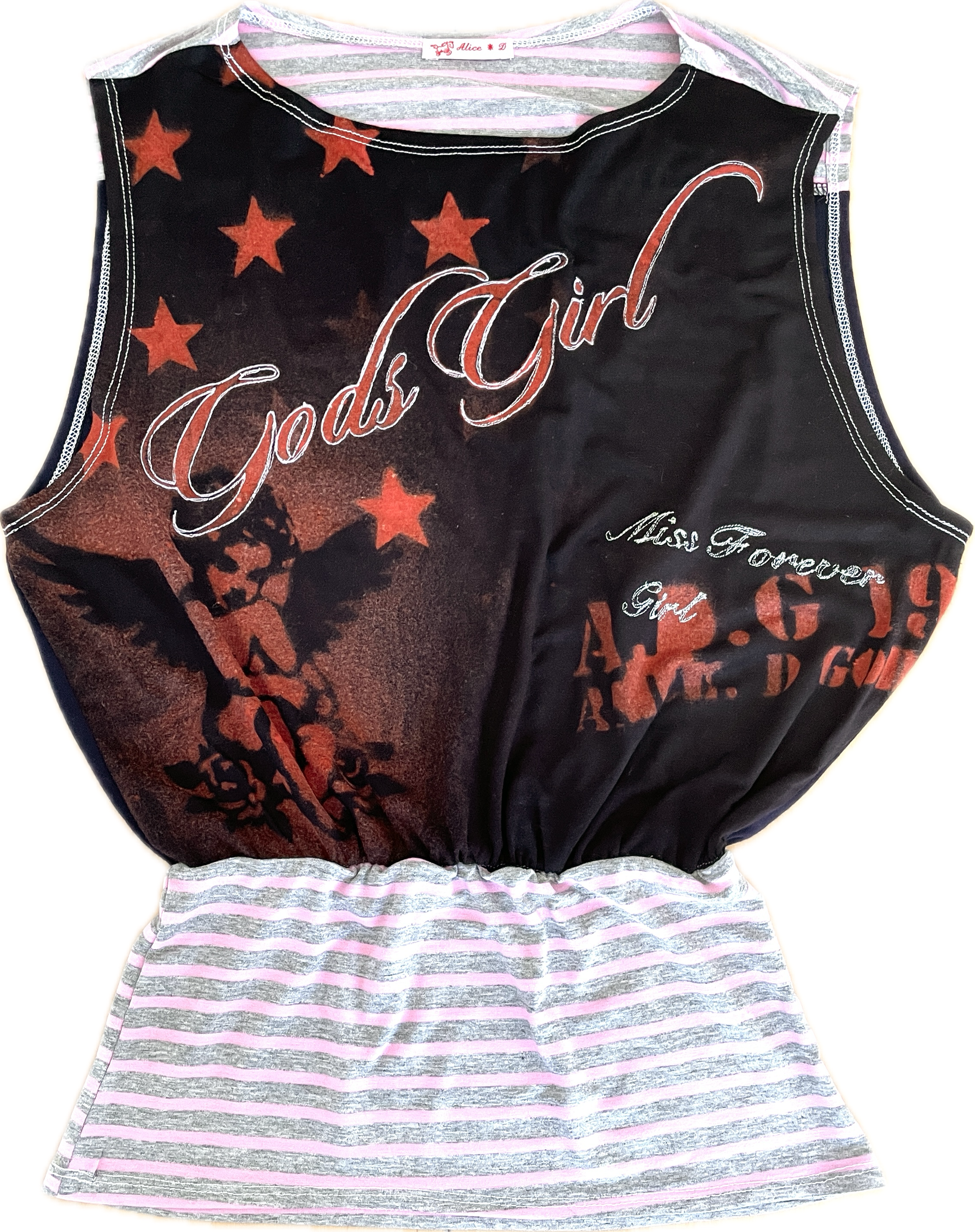 handmade bleach stencil print cinched tank