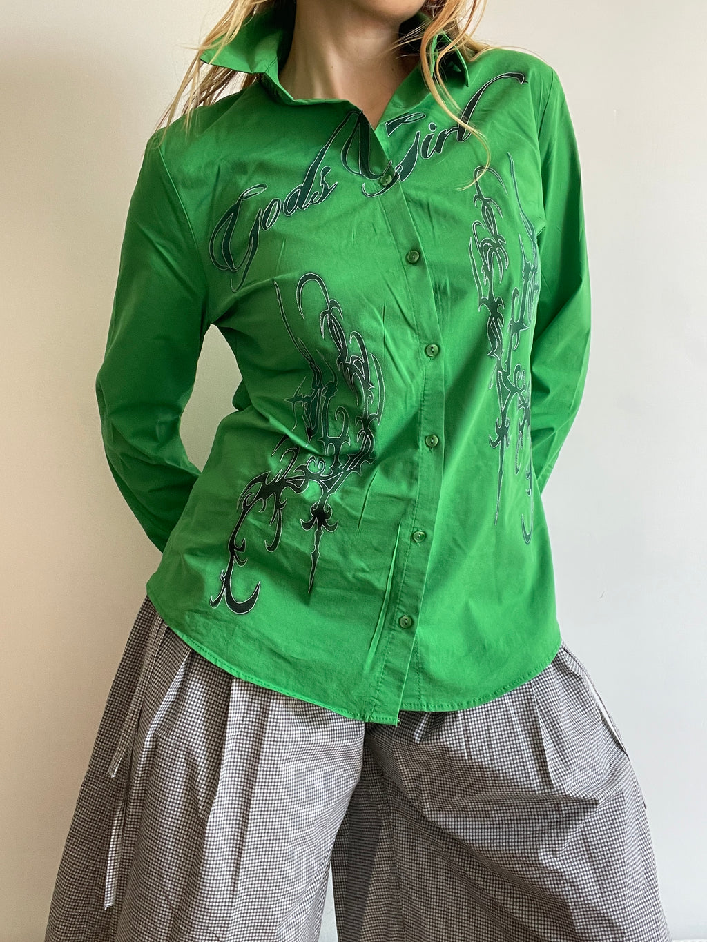 reworked airbrushed gothic slogan fitted shirt