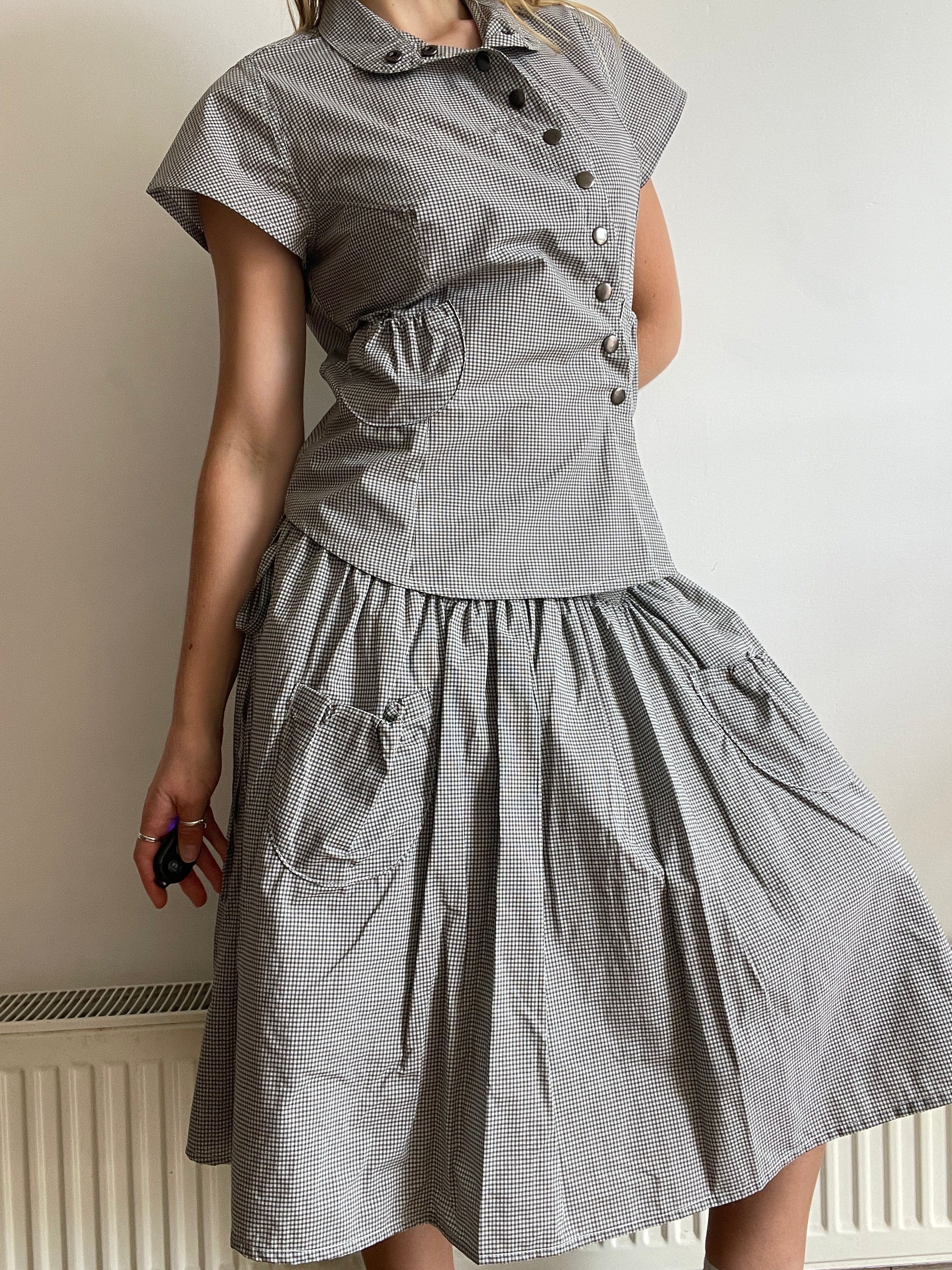 handmade matching set swishy asymmetrical skirt and shirt