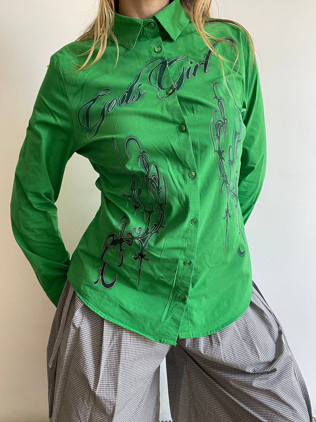 reworked airbrushed gothic slogan fitted shirt