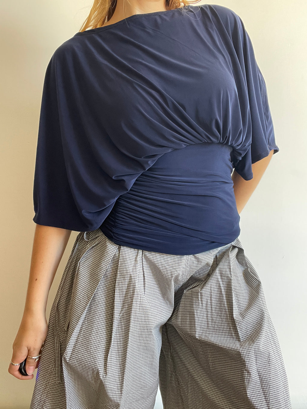 handmade slinky ruched batwing slouch multiwear top