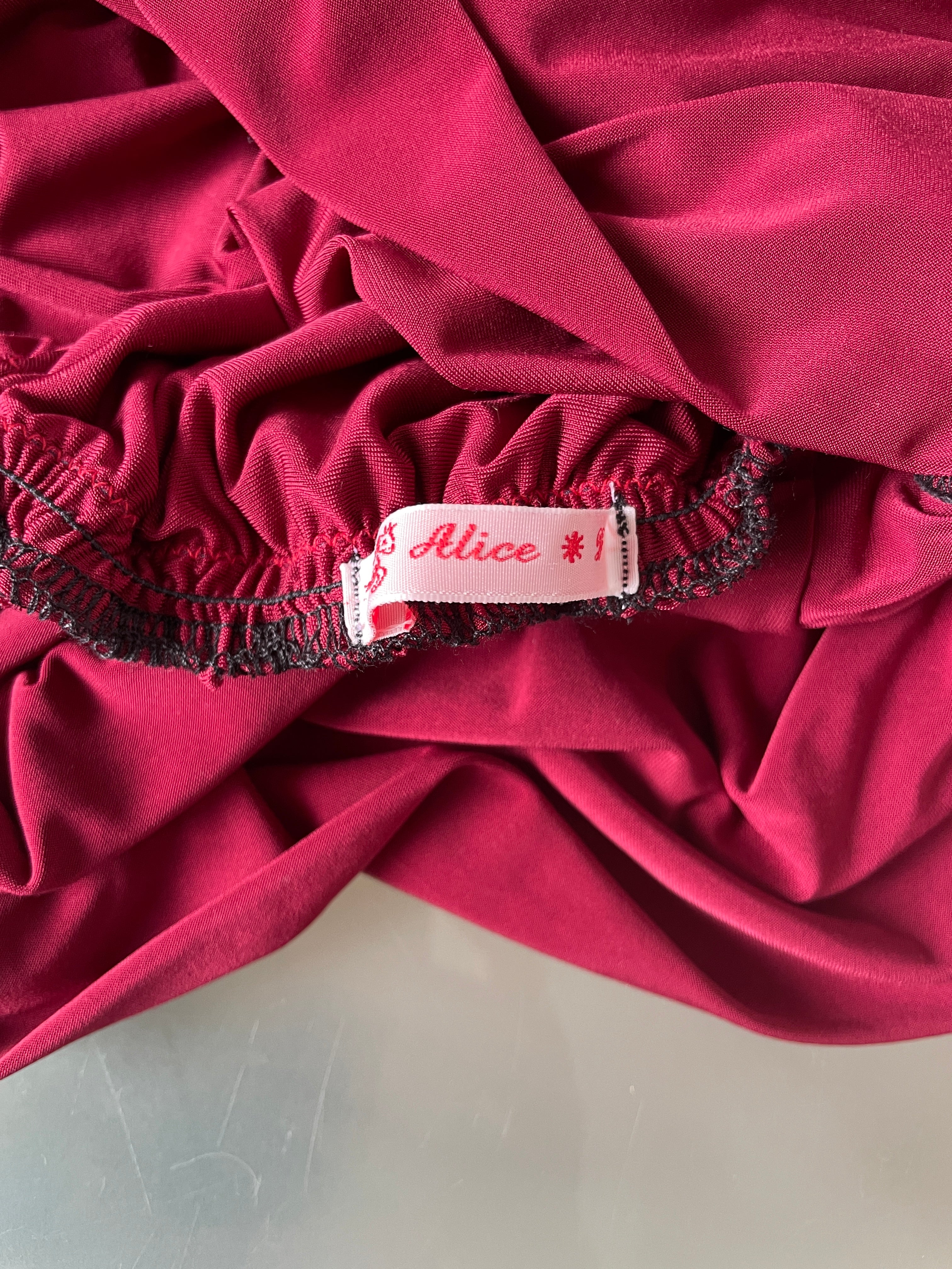 handmade wine red silver popper off shoulder multiwear top