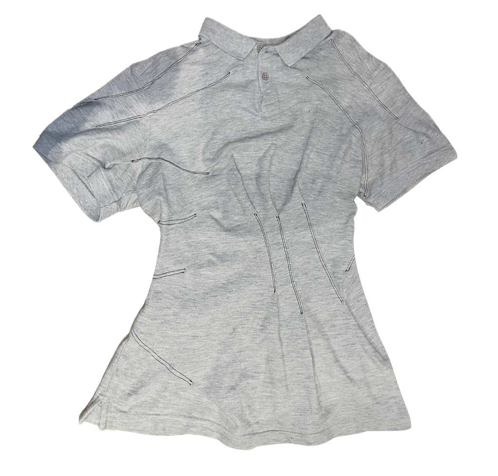 reworked polo shirt with cinched waistband