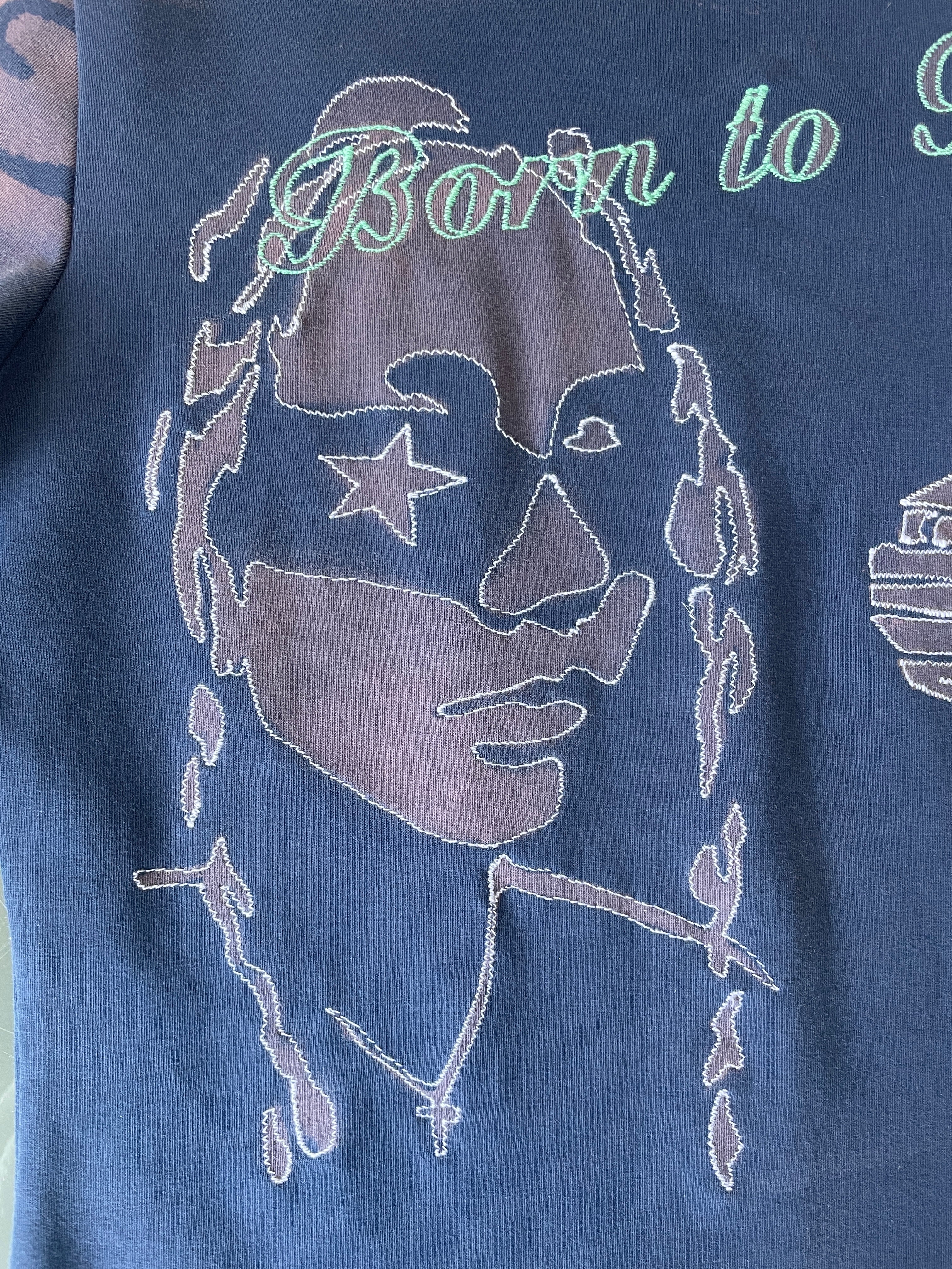 handmade bleach stencil print horse girl baby tee