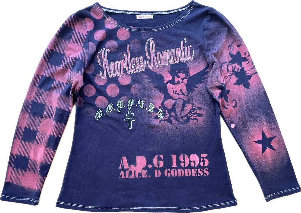handmade stencil print girls face long sleeve