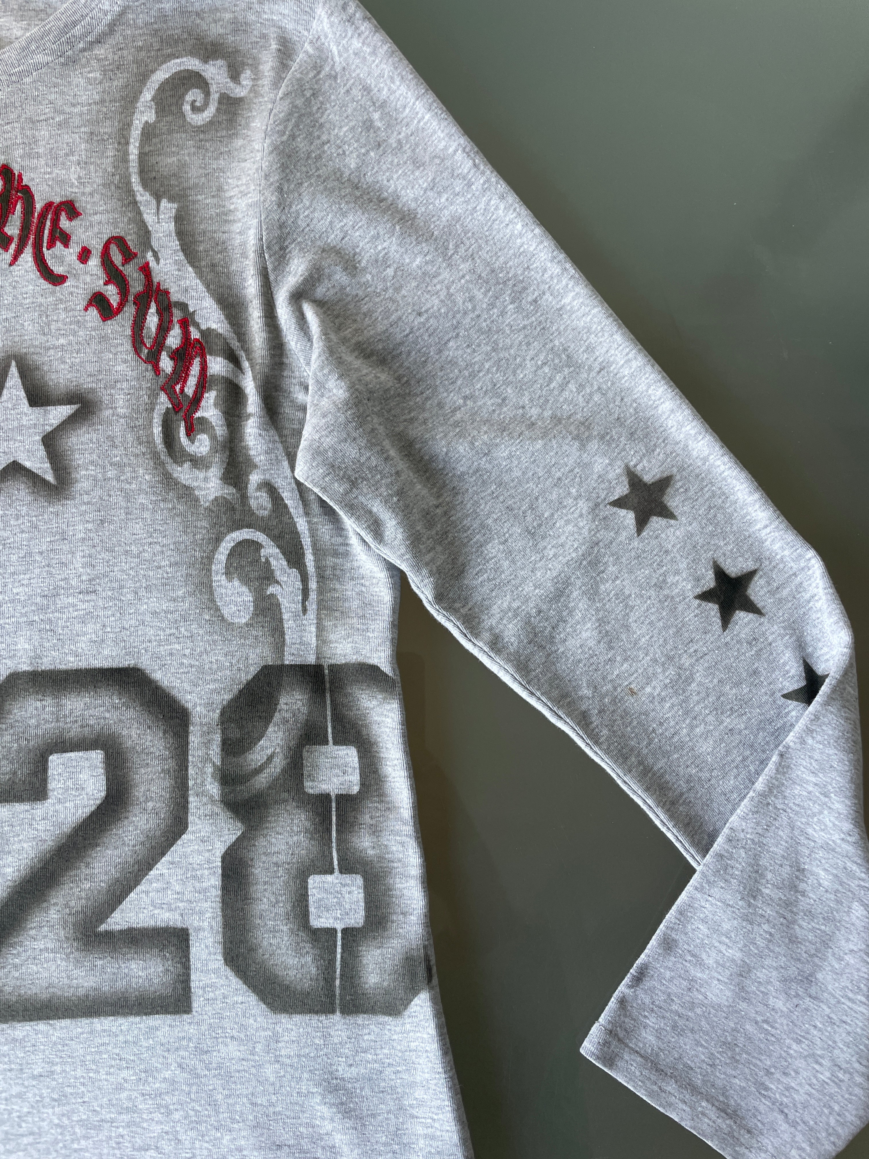 handmade all over graphic print stencil airbrush long sleeve