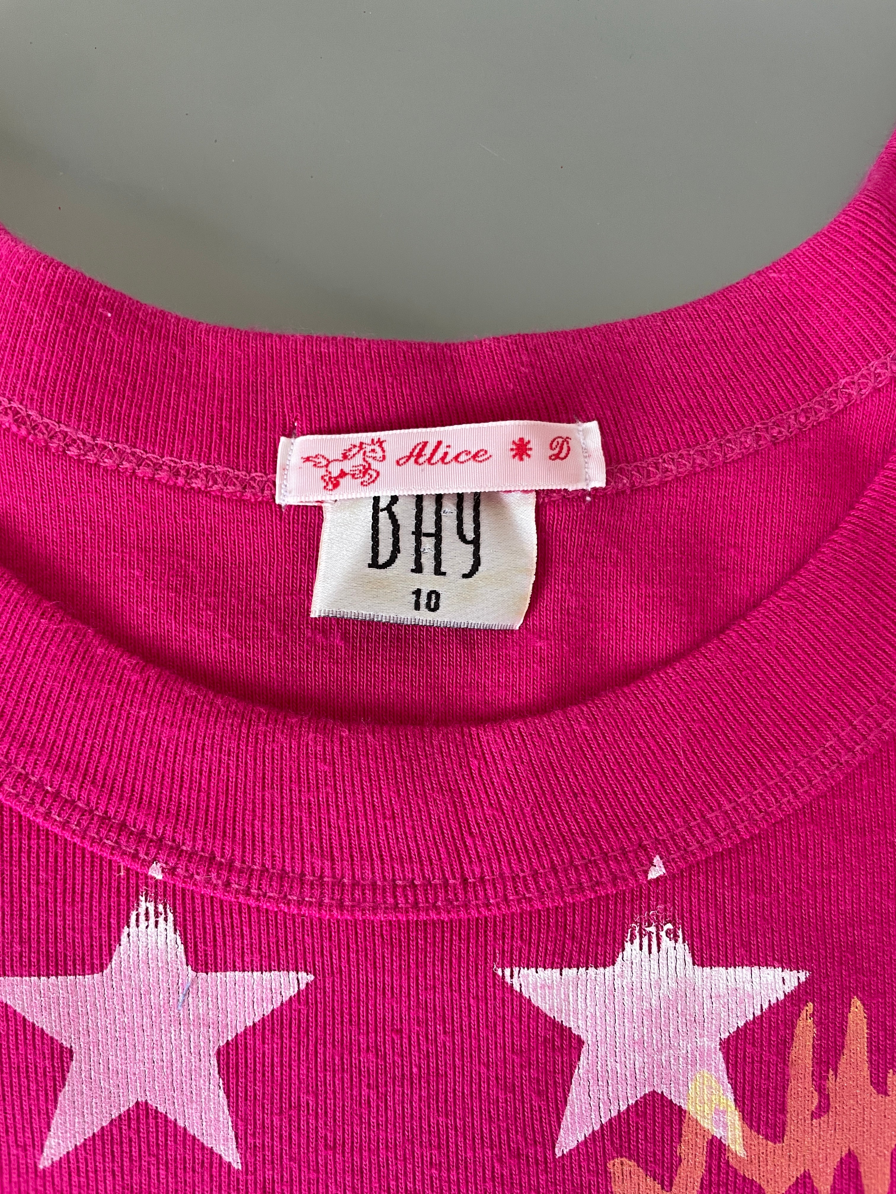 handmade screen printed star horse graphic tank top in pink
