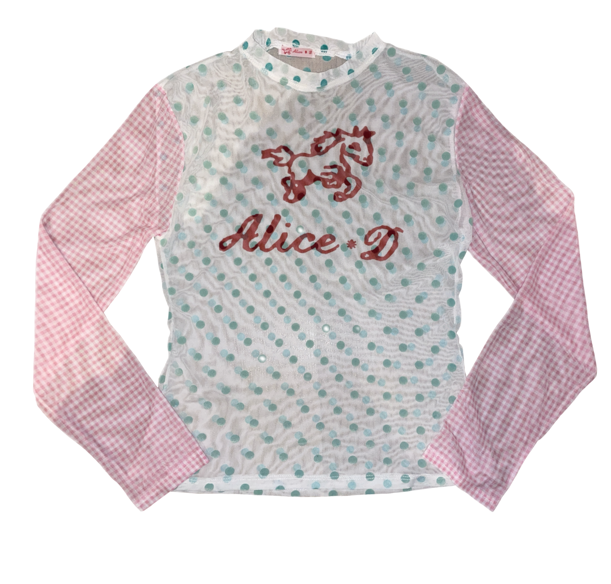handmade polka gingham mesh logo longsleeve
