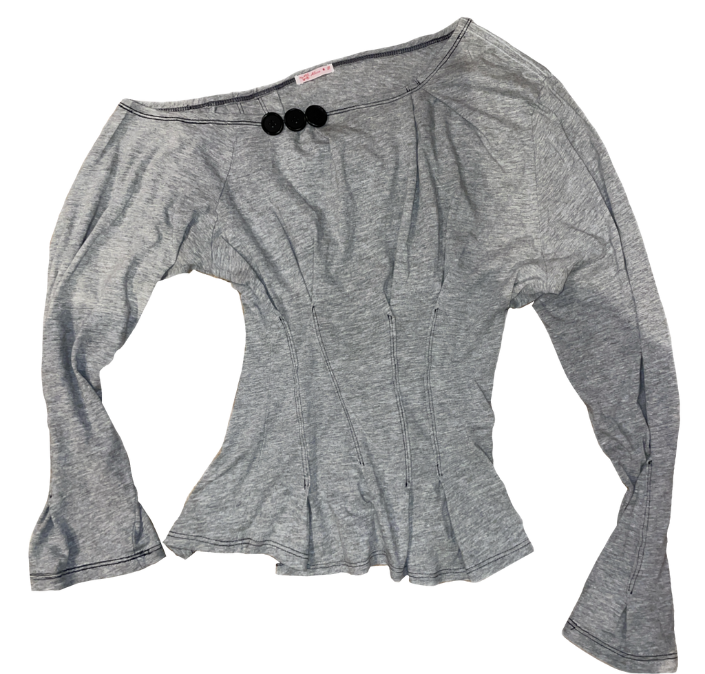 reworked long sleeve milkmaid style off shoulder top