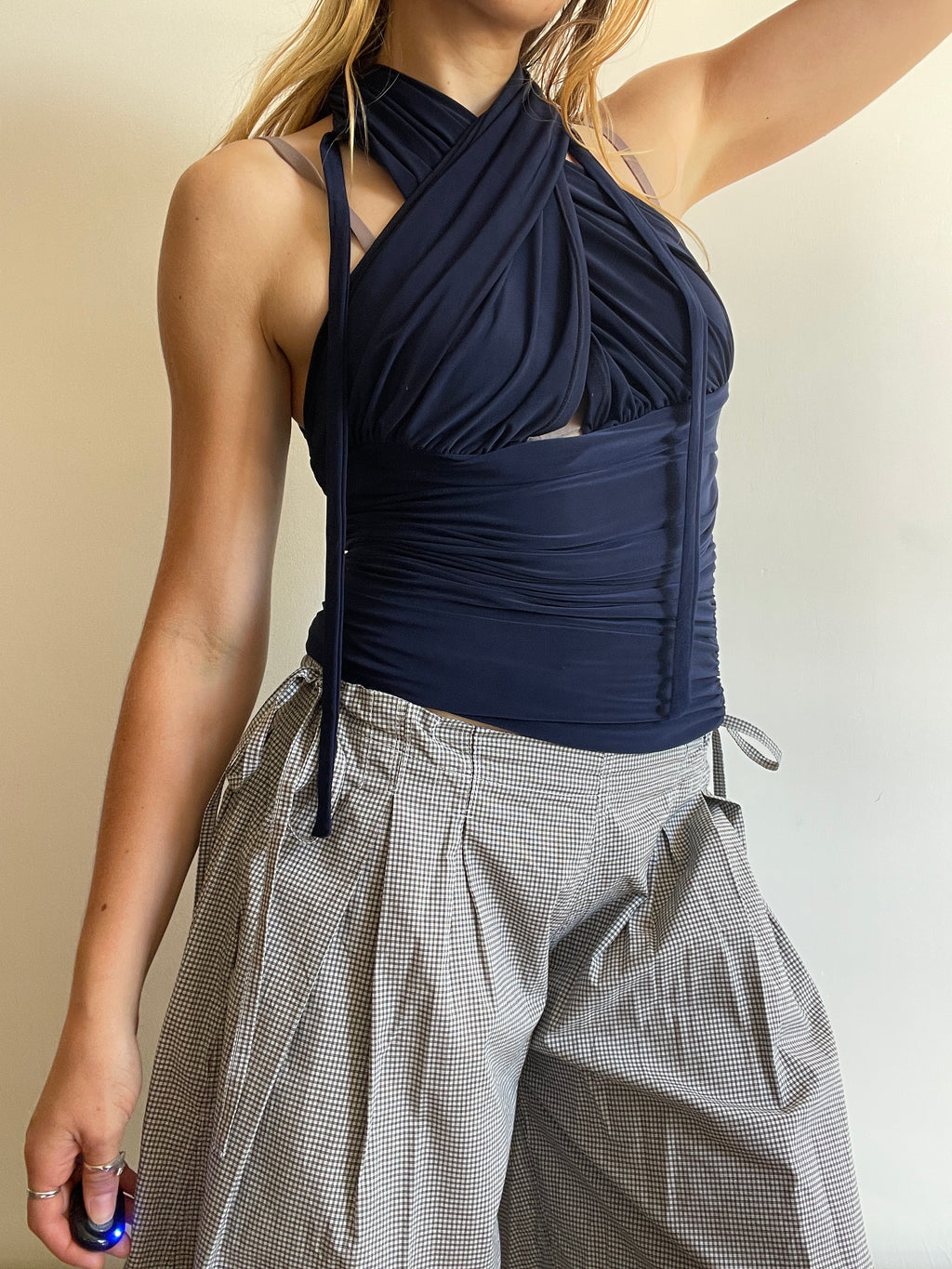 handmade slinky ruched batwing slouch multiwear top