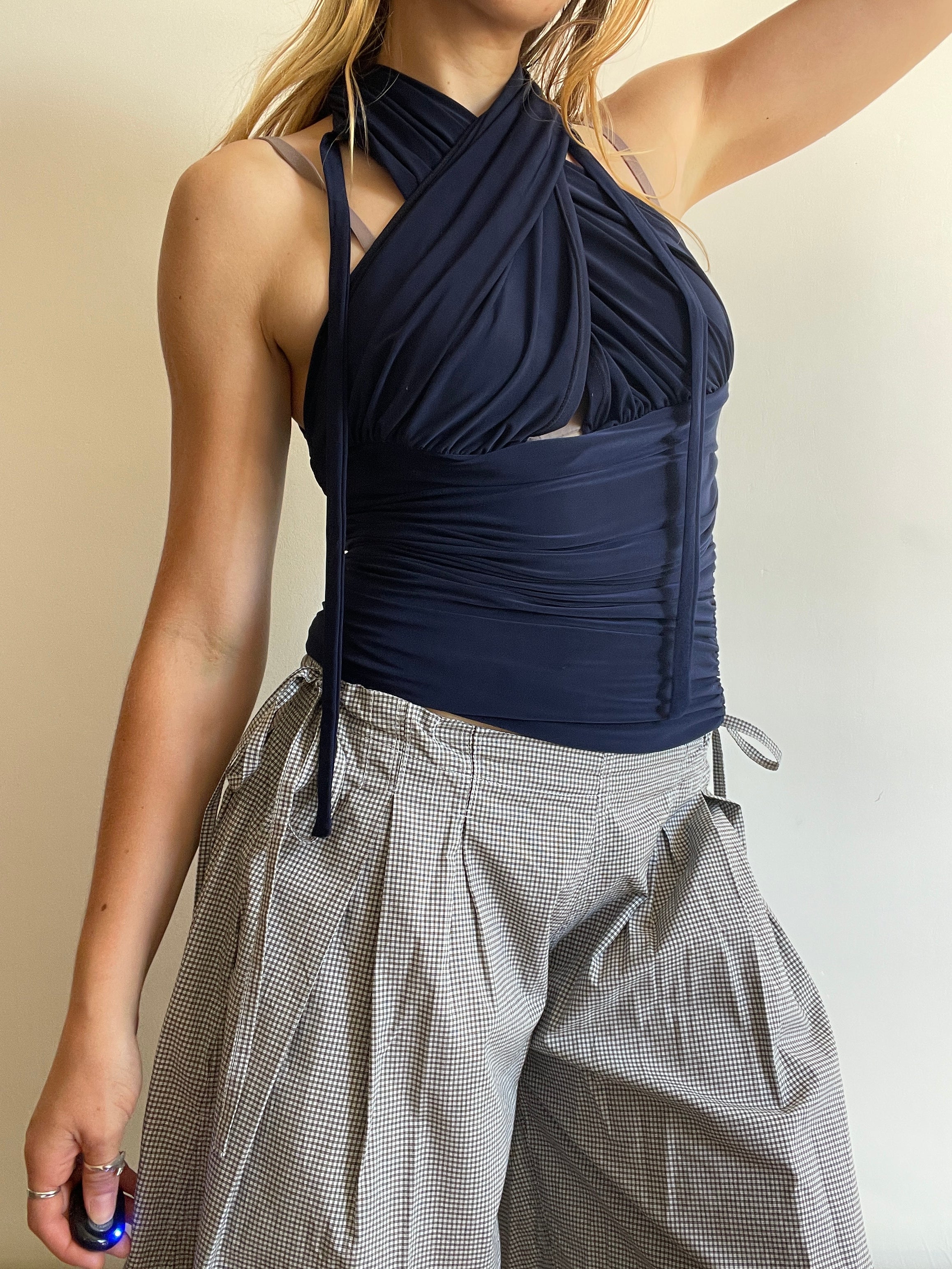 handmade slinky ruched batwing slouch multiwear top