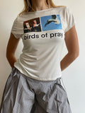 handmade slinky graphic birds of pray slogan baby tee