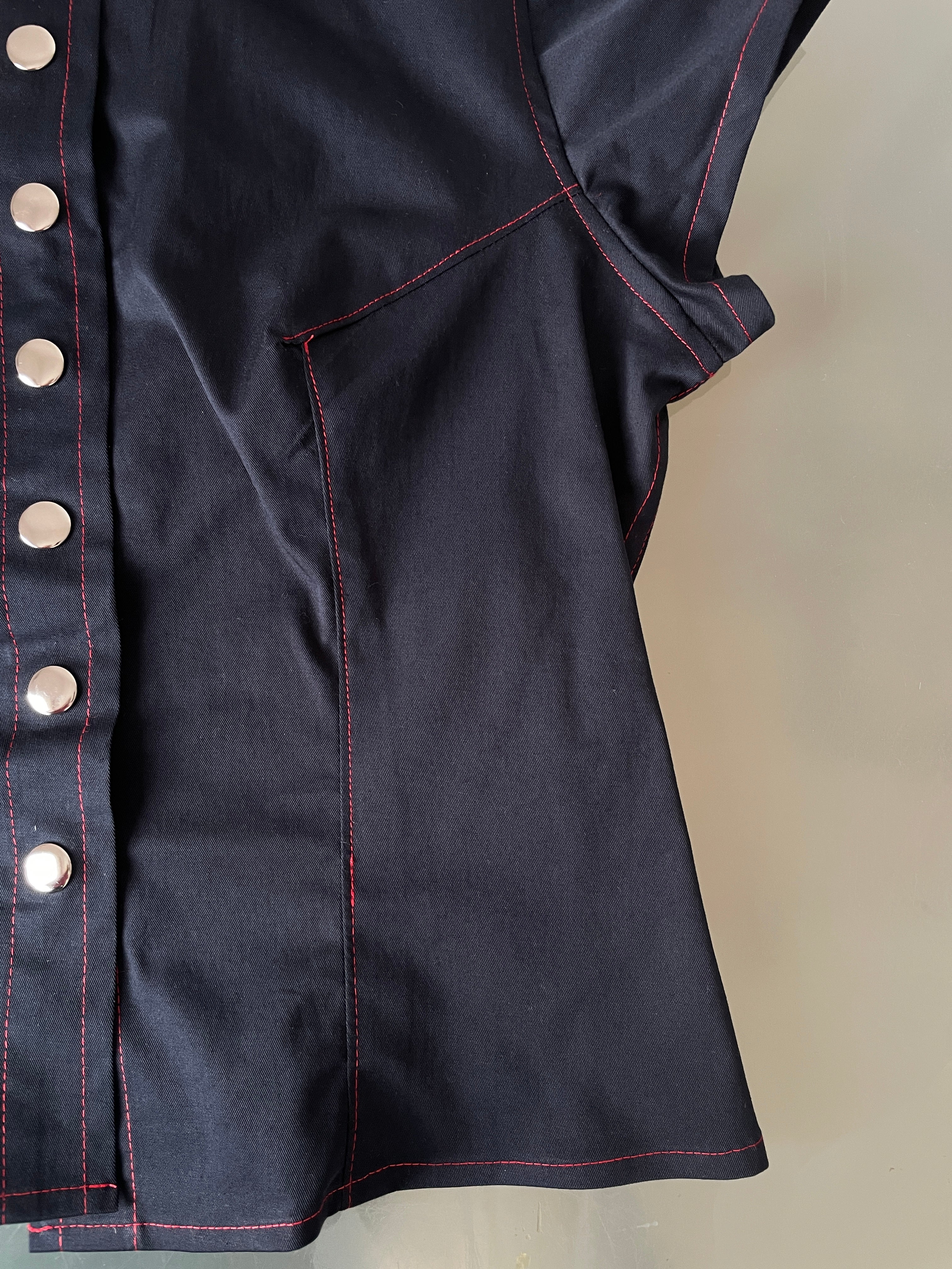 handmade matching set navy stretch baggy shorts and shirt