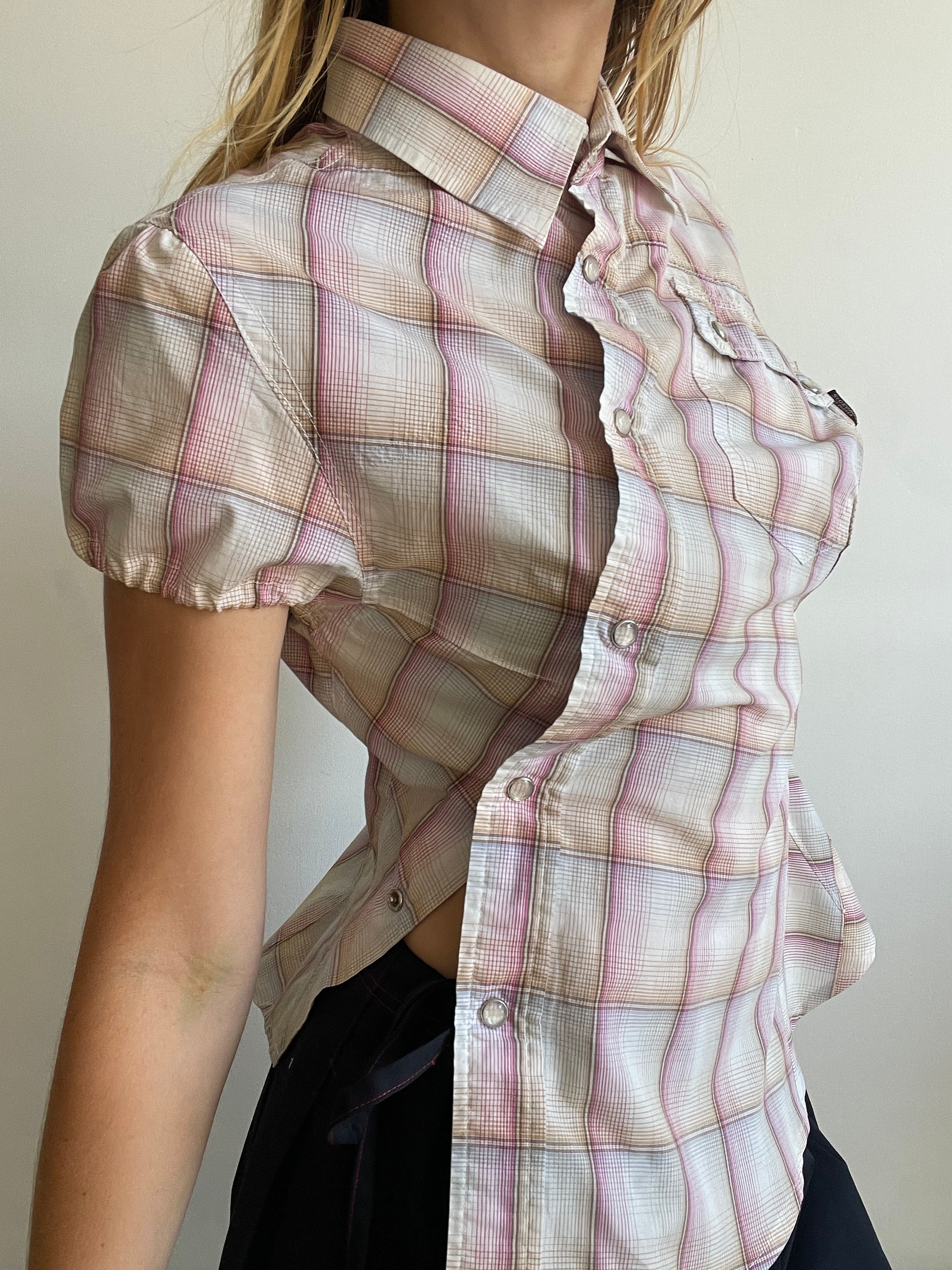reworked vintage button up shirt with collar