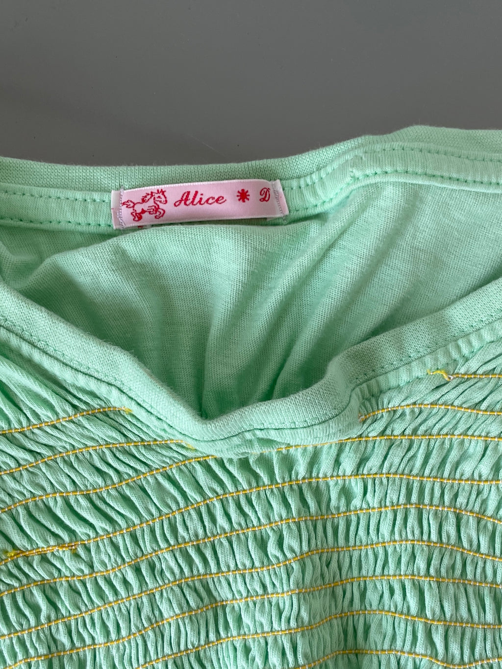 reworked mint green ruched snapper button slinky tee