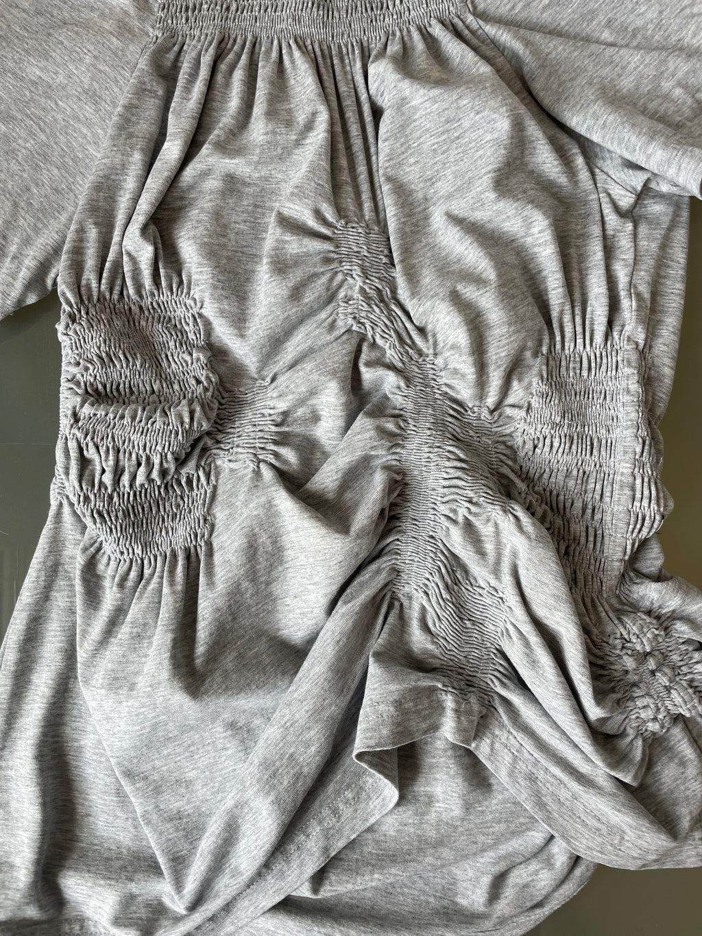 grey reworked elasticated ruched top