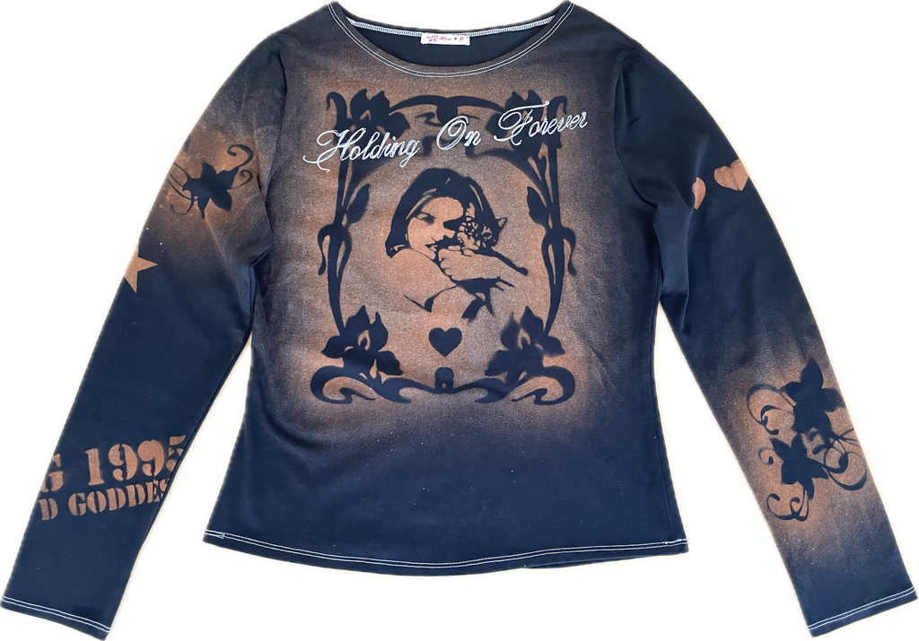 handmade stencil print long sleeve top